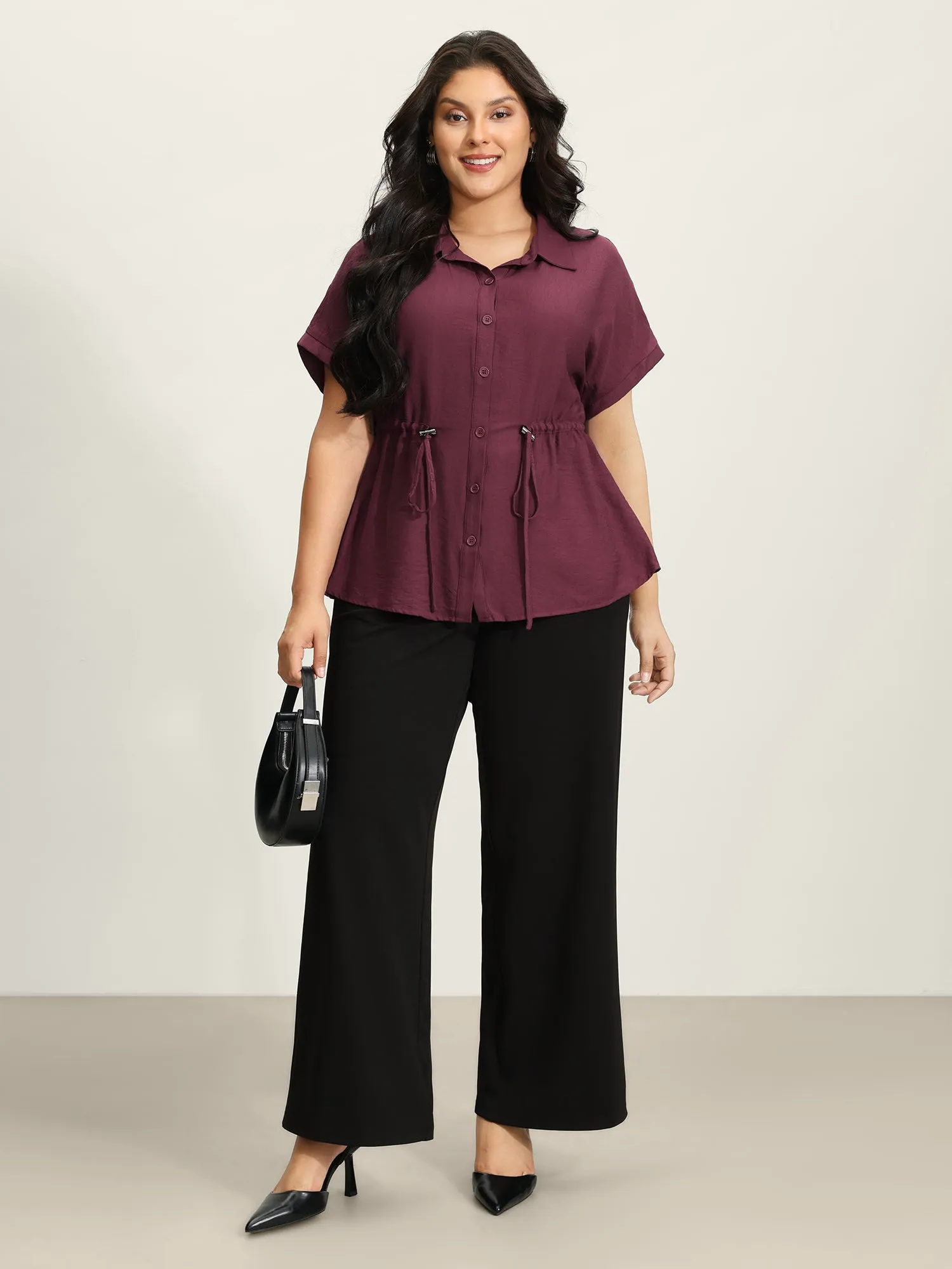 Adjustable Drawstring Button-Down Shirt sold by Bloomchic product image thumbnail 3