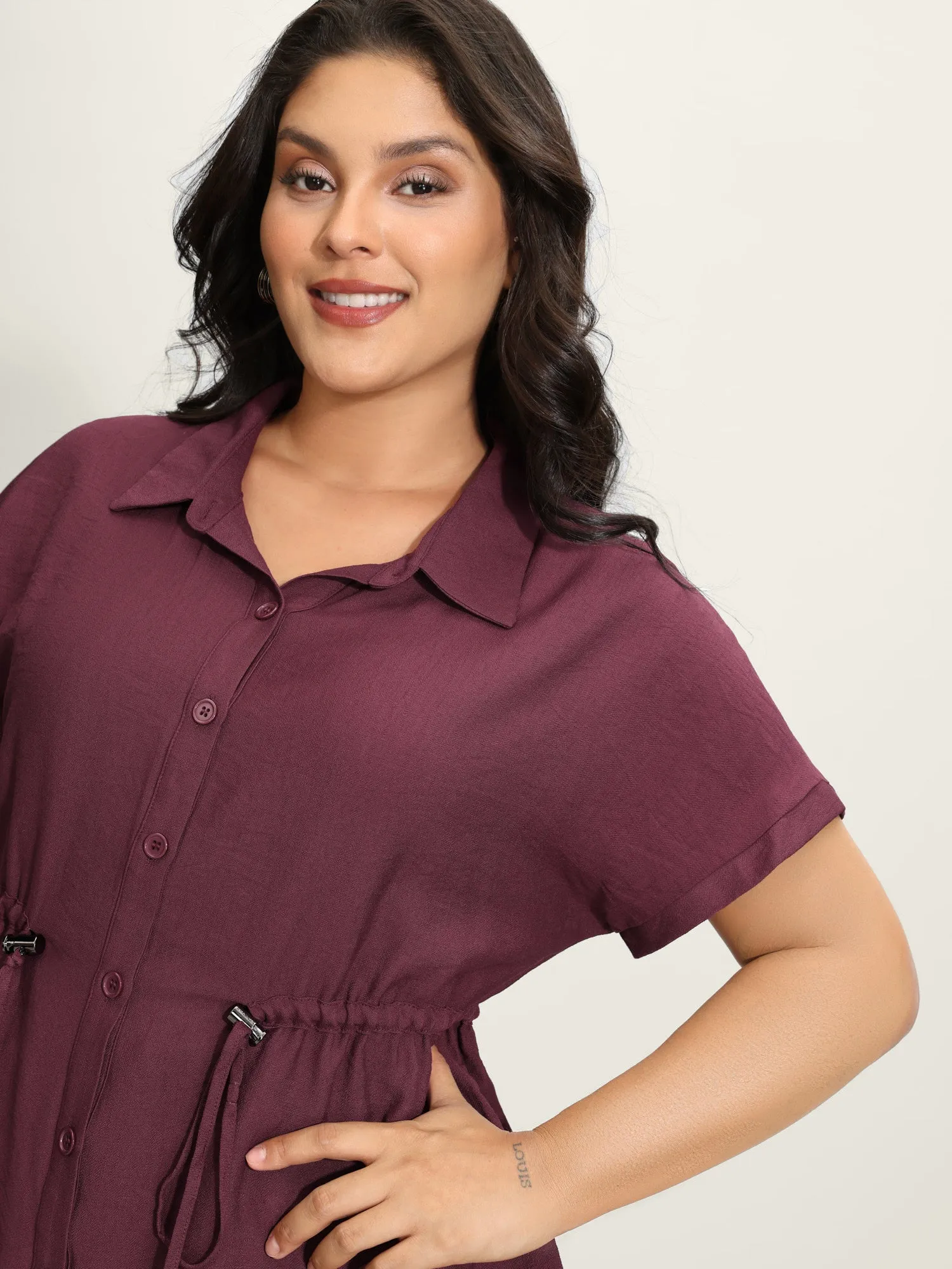 Adjustable Drawstring Button-Down Shirt sold by Bloomchic product image thumbnail 2