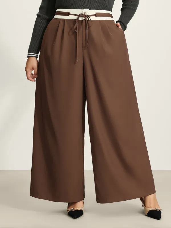 Color Contrast Drawstring Wide-Leg Pants sold by Bloomchic