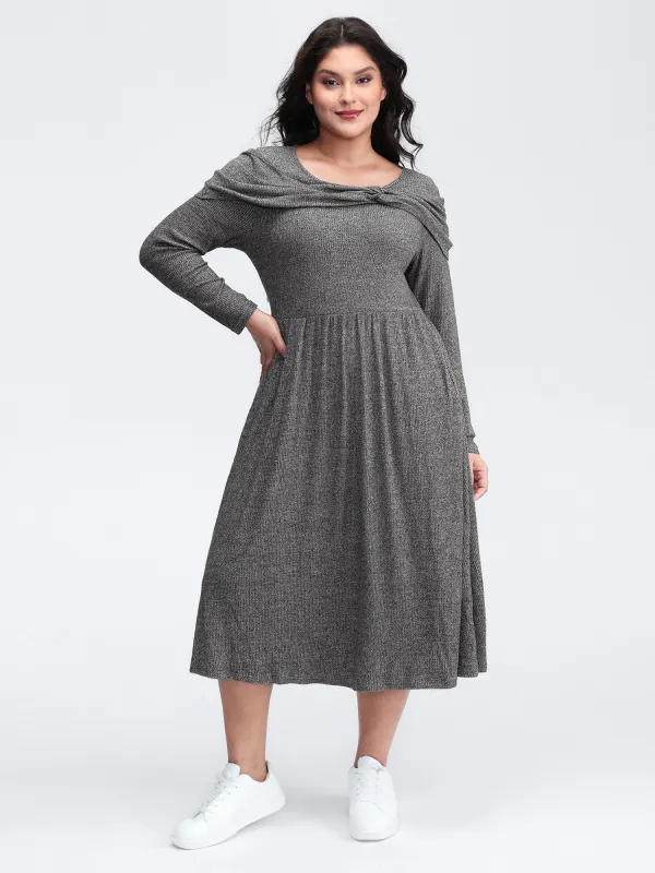 Supersoft Bowknot Stretchy Waist Midi Dress sold by Bloomchic