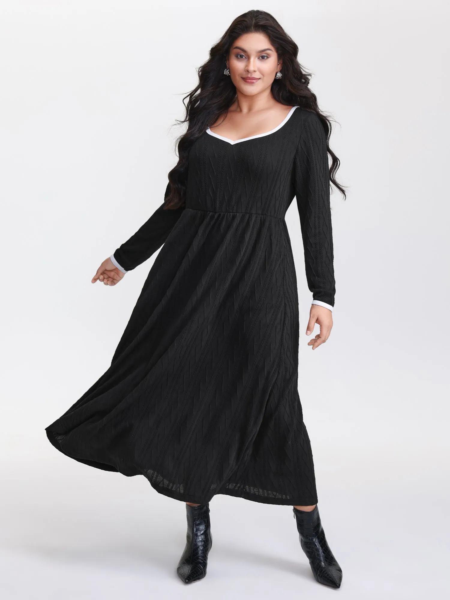 Color Contrast Pockets Knit Maxi Dress sold by Bloomchic