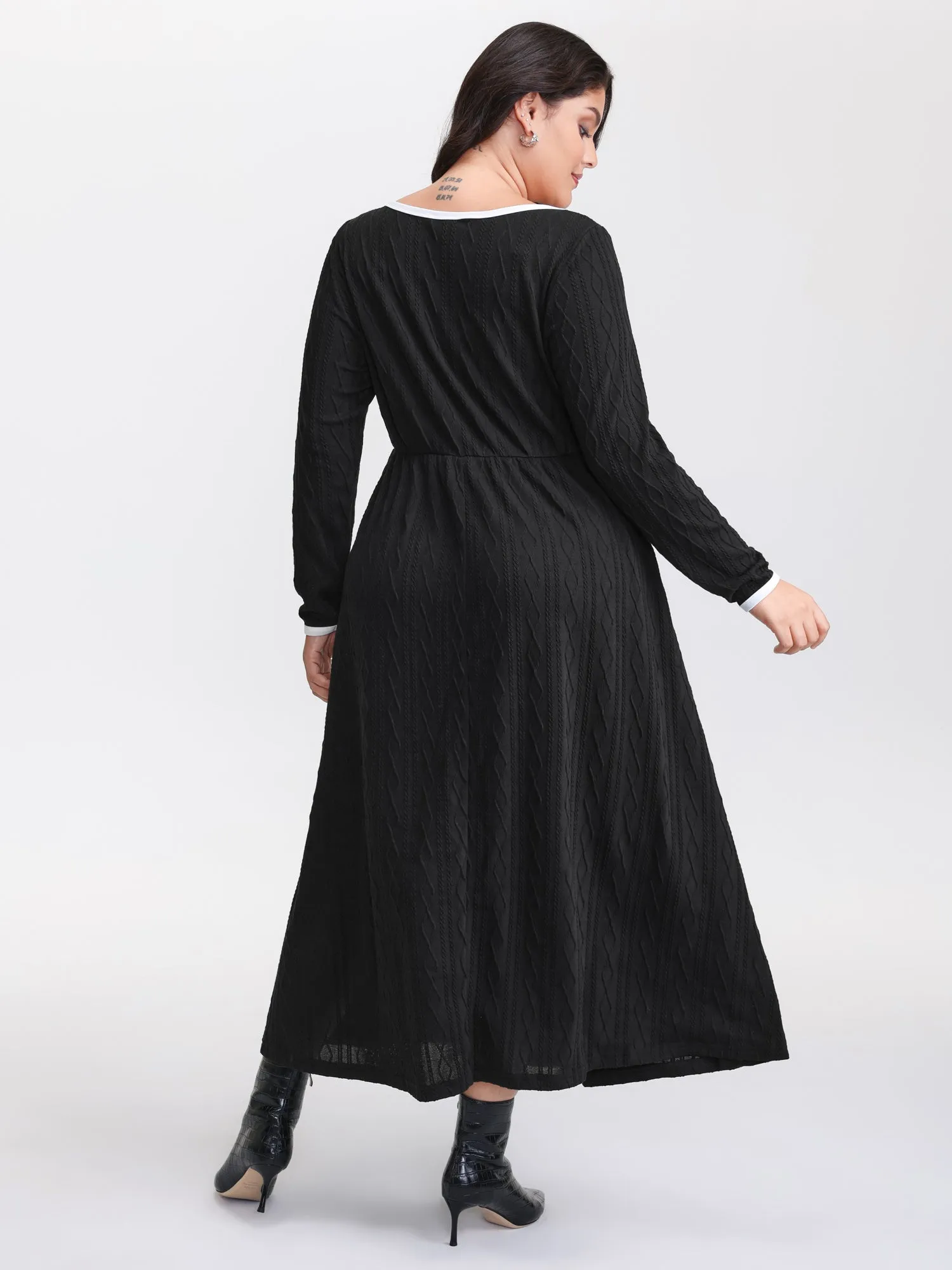 Color Contrast Pockets Knit Maxi Dress sold by Bloomchic product image thumbnail 4