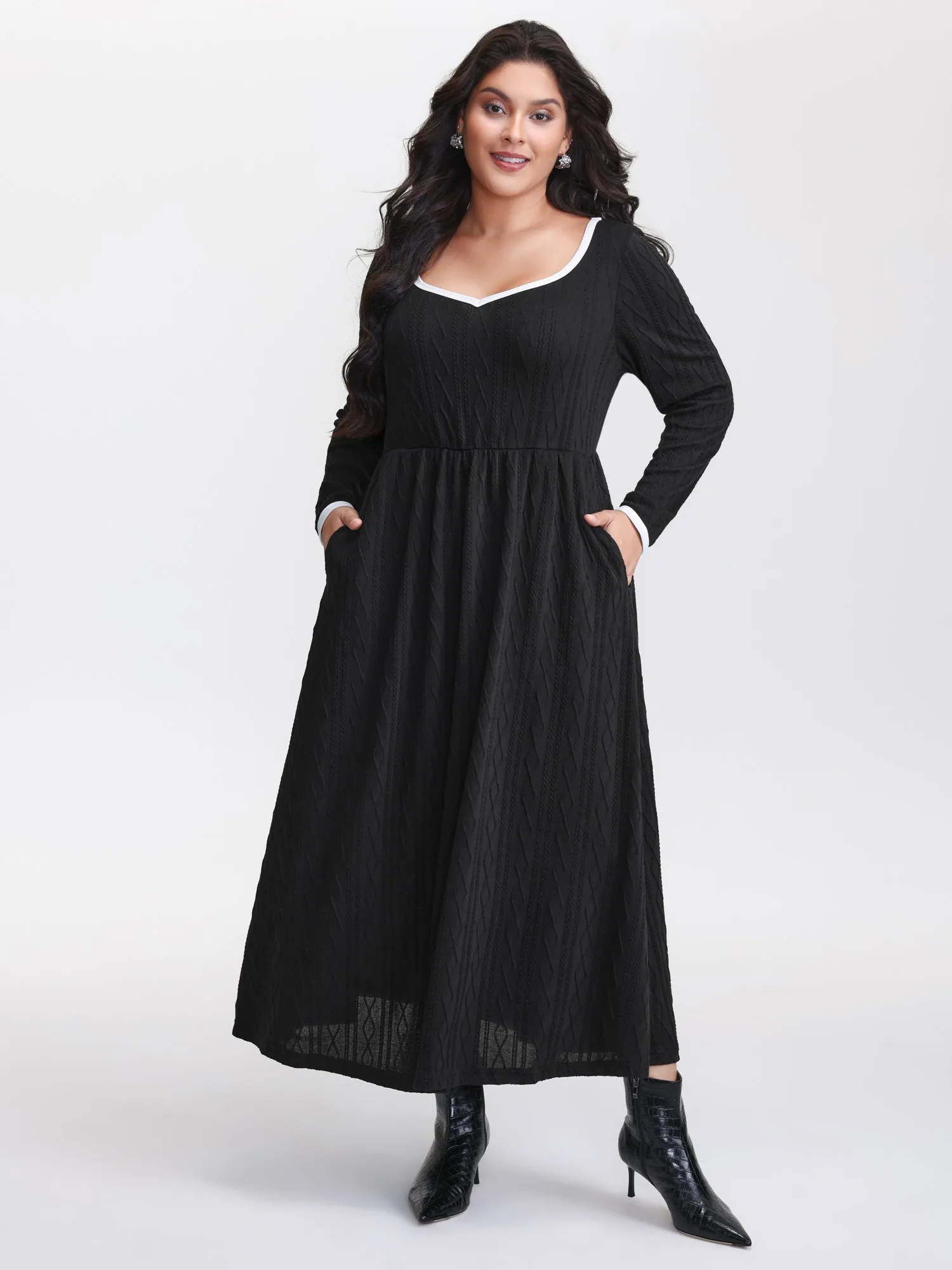 Color Contrast Pockets Knit Maxi Dress sold by Bloomchic product image thumbnail 3