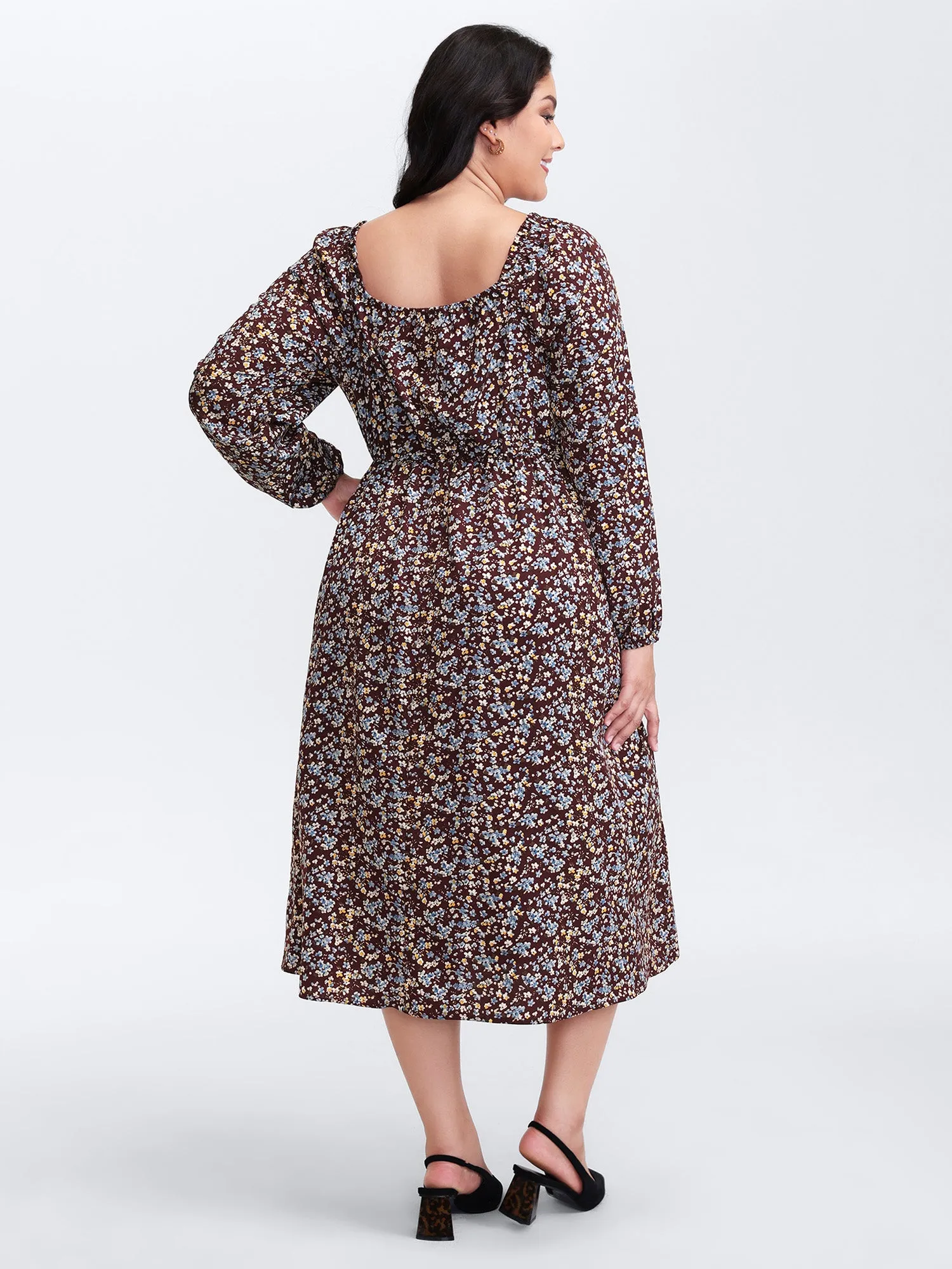 Floral Print Pockets Neckline Tie Maxi Dress sold by Bloomchic product image thumbnail 4