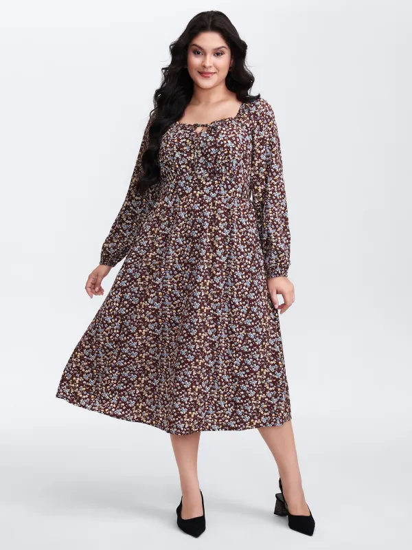 Floral Print Pockets Neckline Tie Maxi Dress sold by Bloomchic