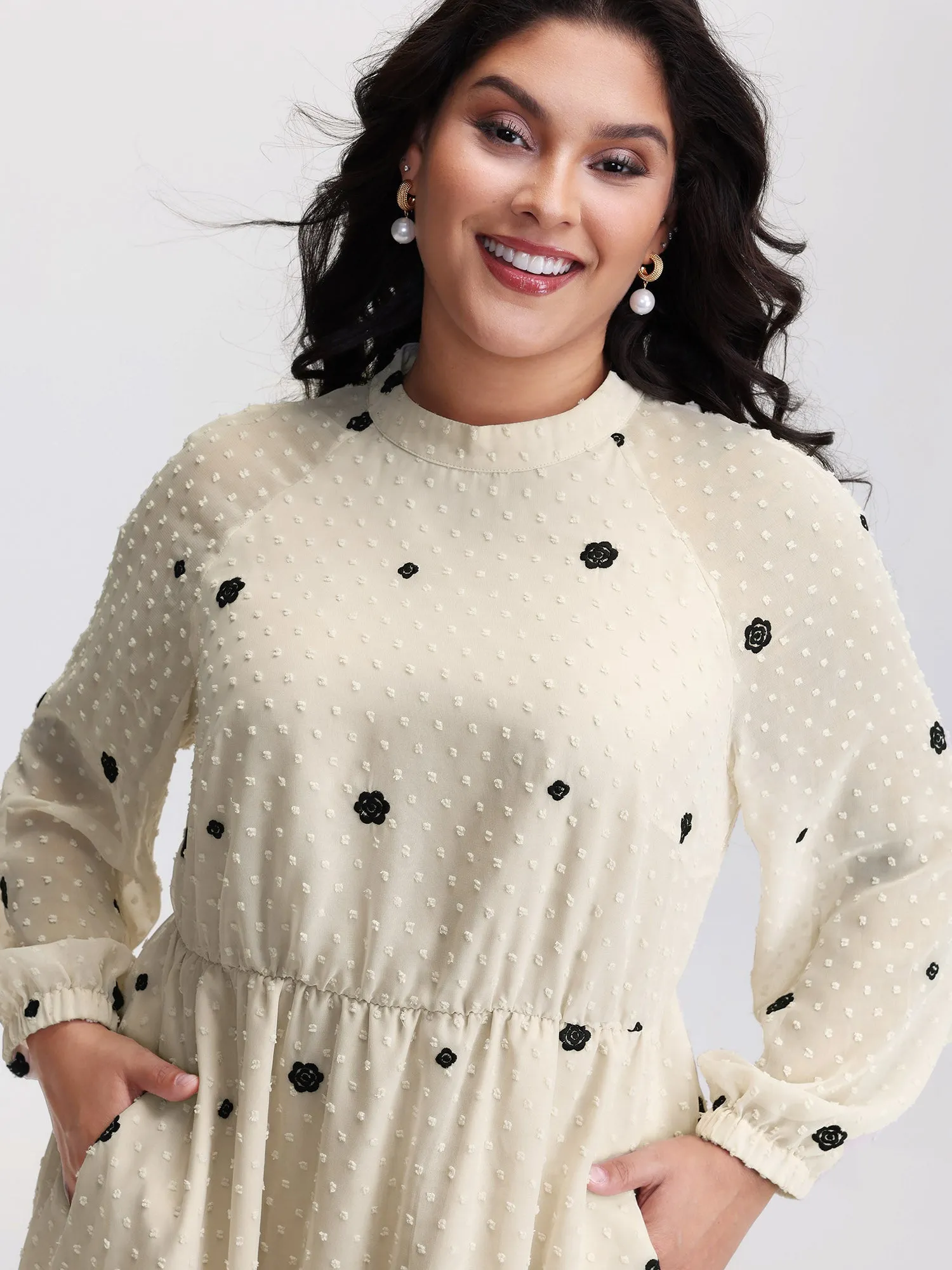 Sheer Textured Ruffled Hem Midi Dress sold by Bloomchic product image thumbnail 2