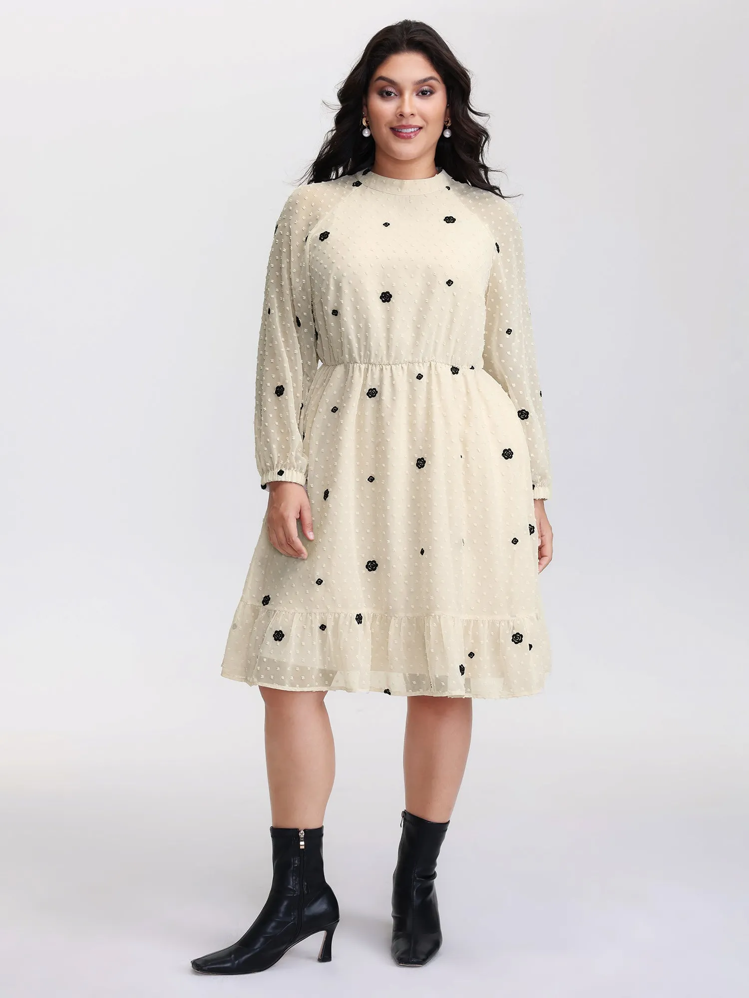 Sheer Textured Ruffled Hem Midi Dress sold by Bloomchic product image thumbnail 3