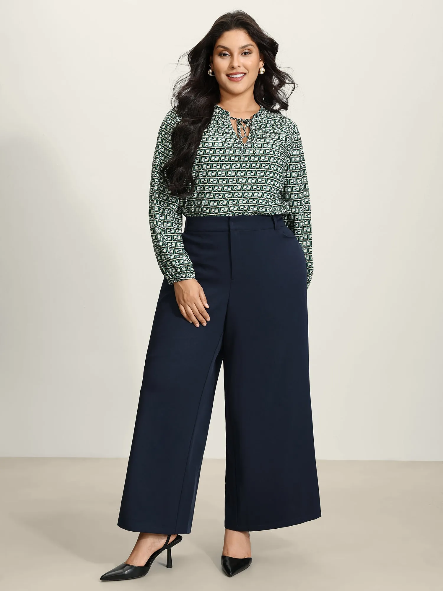 Textured Wide-Leg Button Pants sold by Bloomchic product image thumbnail 2