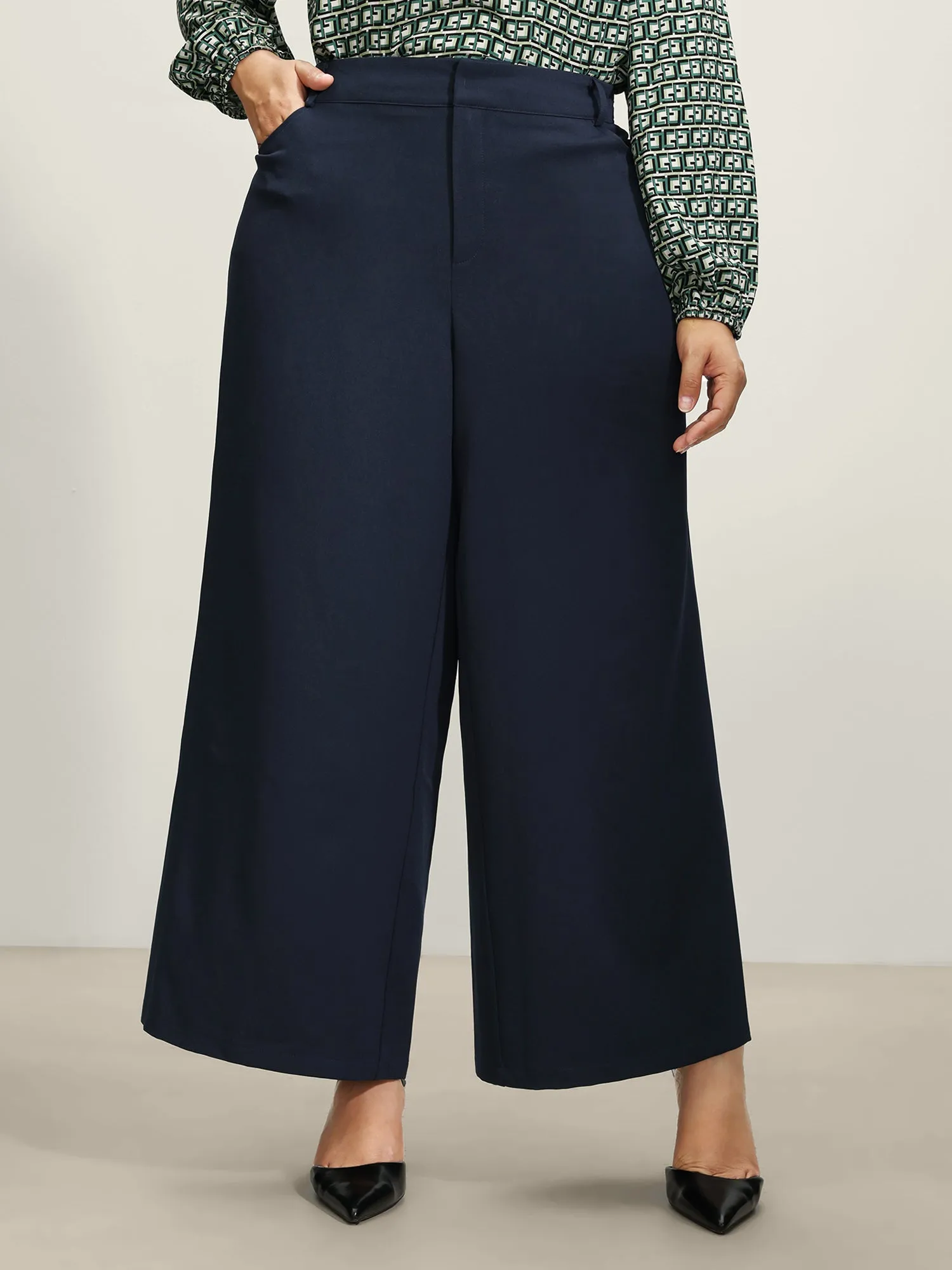 Textured Wide-Leg Button Pants sold by Bloomchic