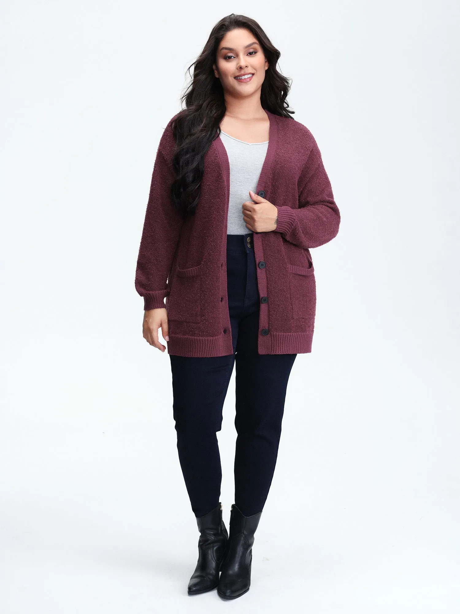 Textured Button Pockets Knit Cardigan sold by Bloomchic product image thumbnail 3