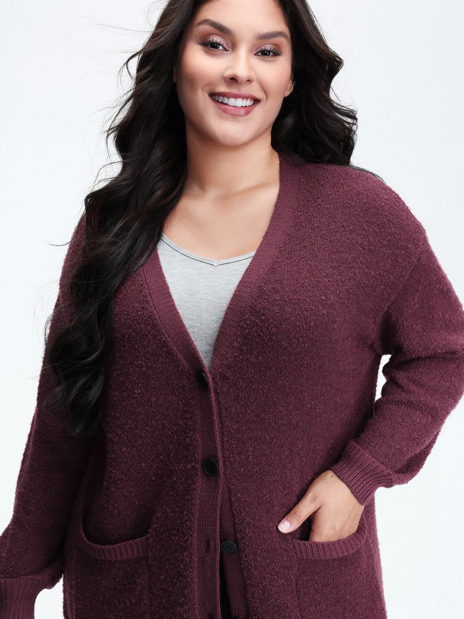 Textured Button Pockets Knit Cardigan sold by Bloomchic product image thumbnail 2