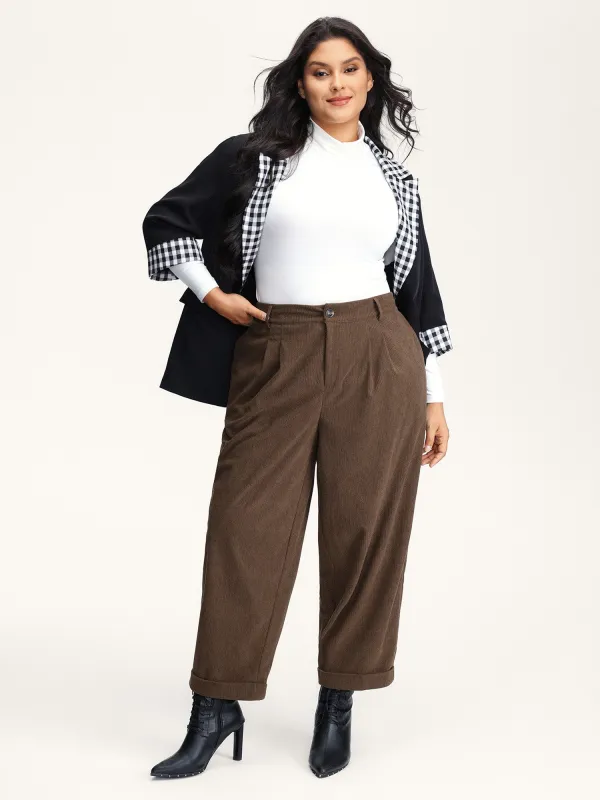 Textured Rolled Cuffs Straight Leg Pants sold by Bloomchic