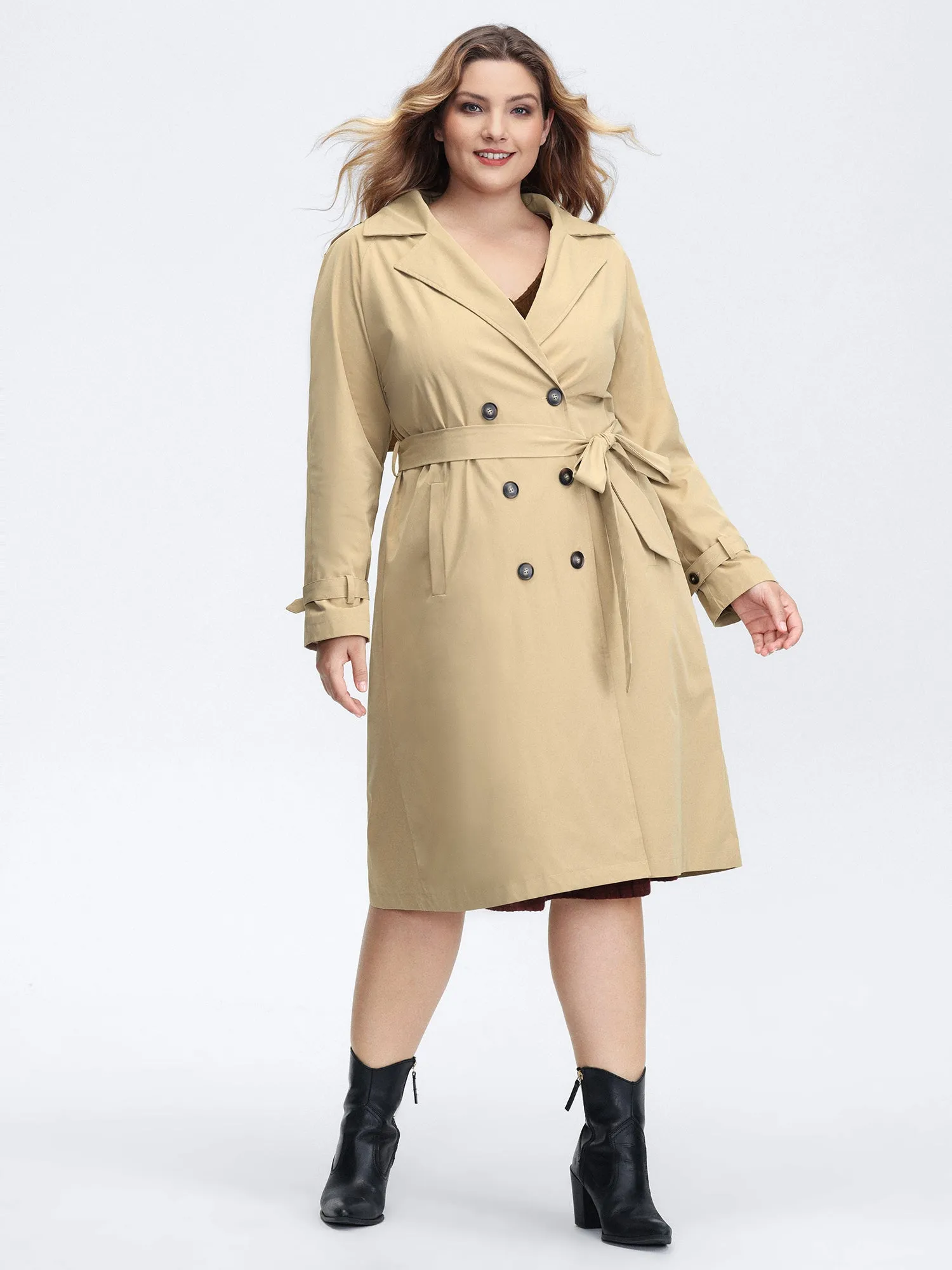 Adjustable Tab Sleeve Lined Trench Coat sold by Bloomchic product image thumbnail 3