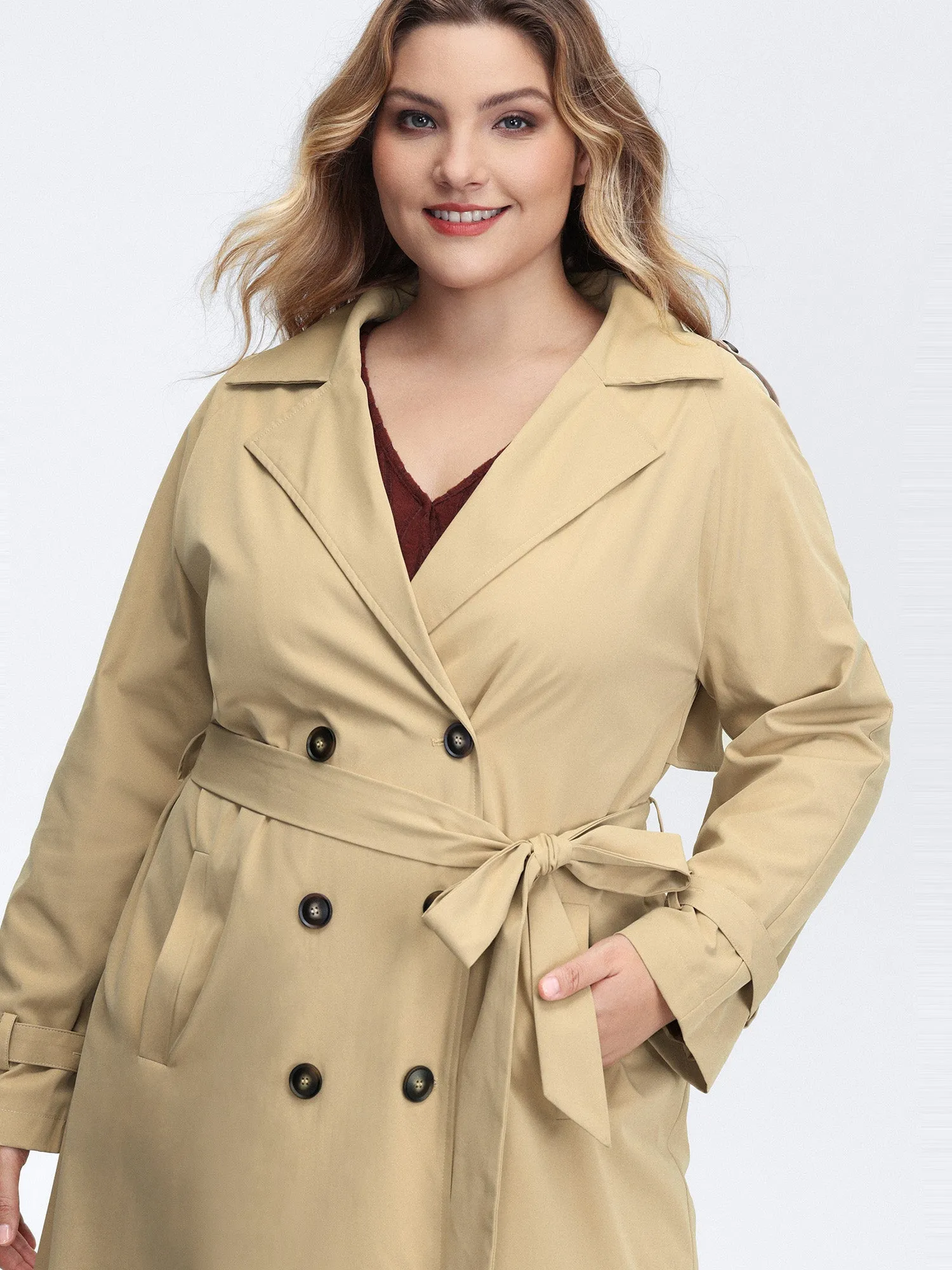 Adjustable Tab Sleeve Lined Trench Coat sold by Bloomchic product image thumbnail 2
