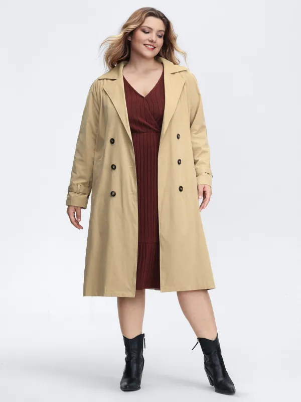 Adjustable Tab Sleeve Lined Trench Coat sold by Bloomchic