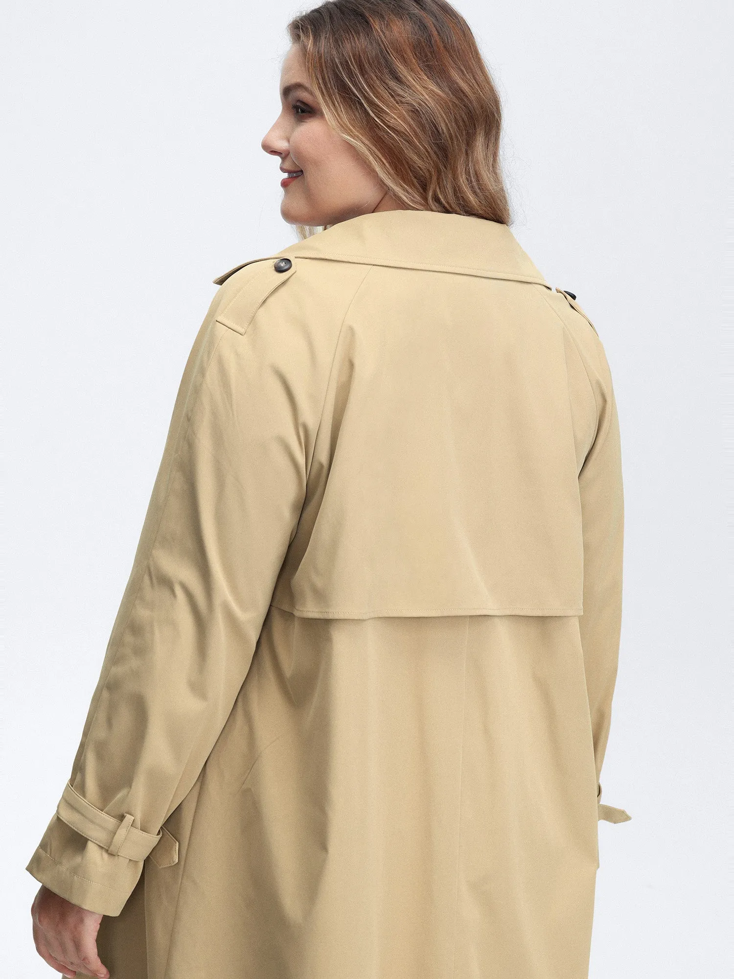 Adjustable Tab Sleeve Lined Trench Coat sold by Bloomchic product image thumbnail 4
