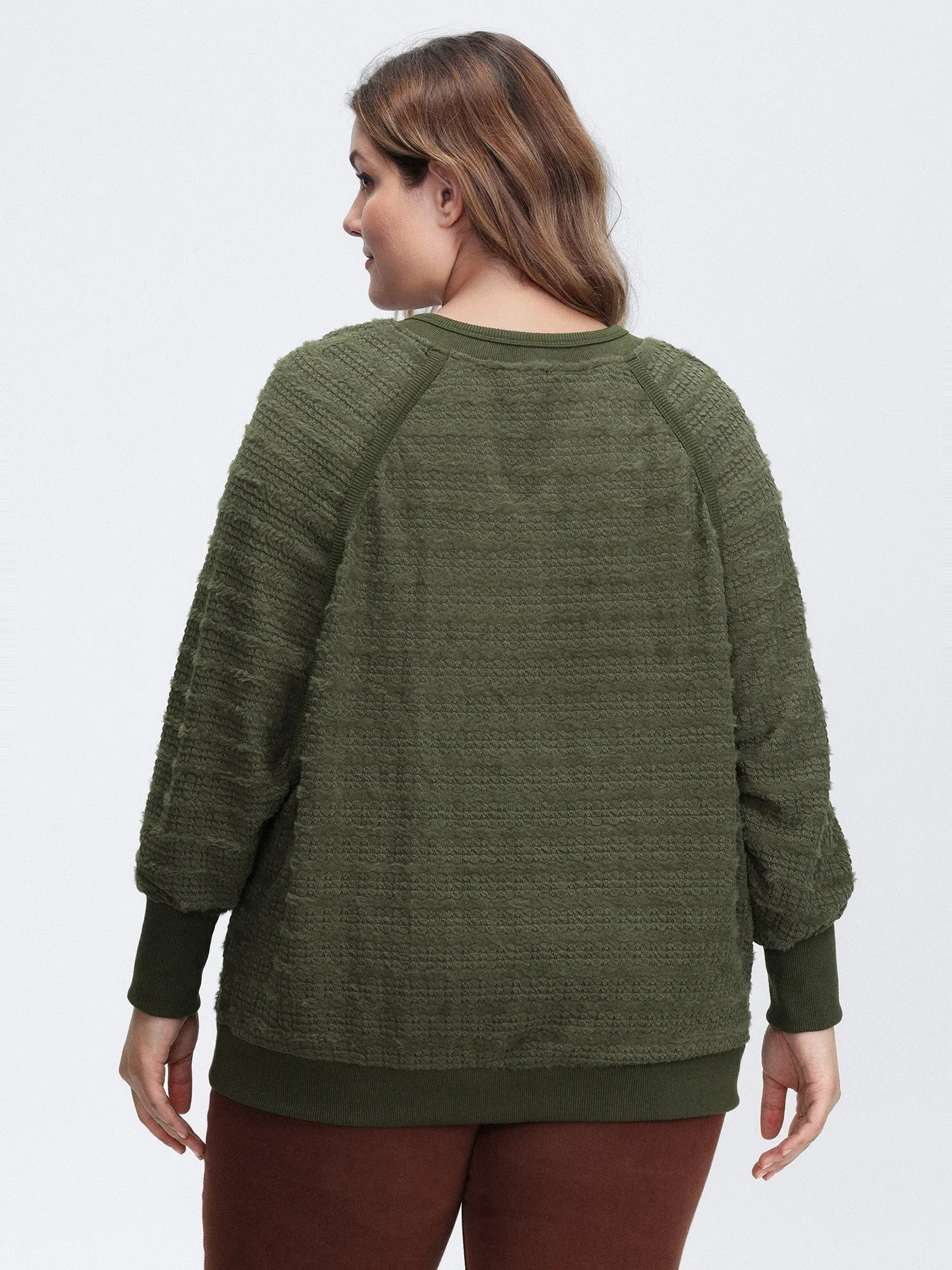 Textured V-Neck Dolman Sleeve Sweatshirt sold by Bloomchic product image thumbnail 4