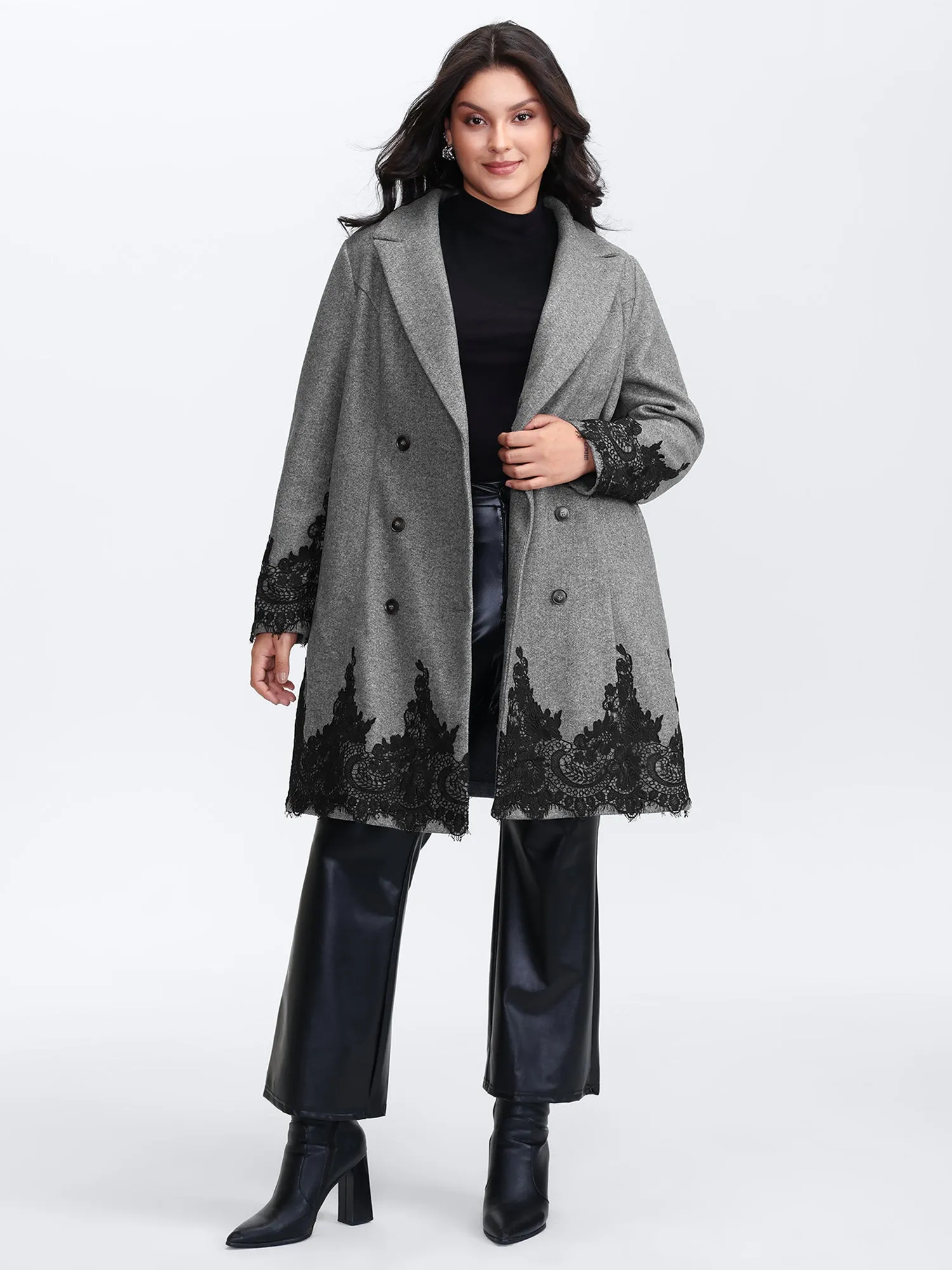 Color Contrast Belted Lace Coat sold by Bloomchic product image thumbnail 3