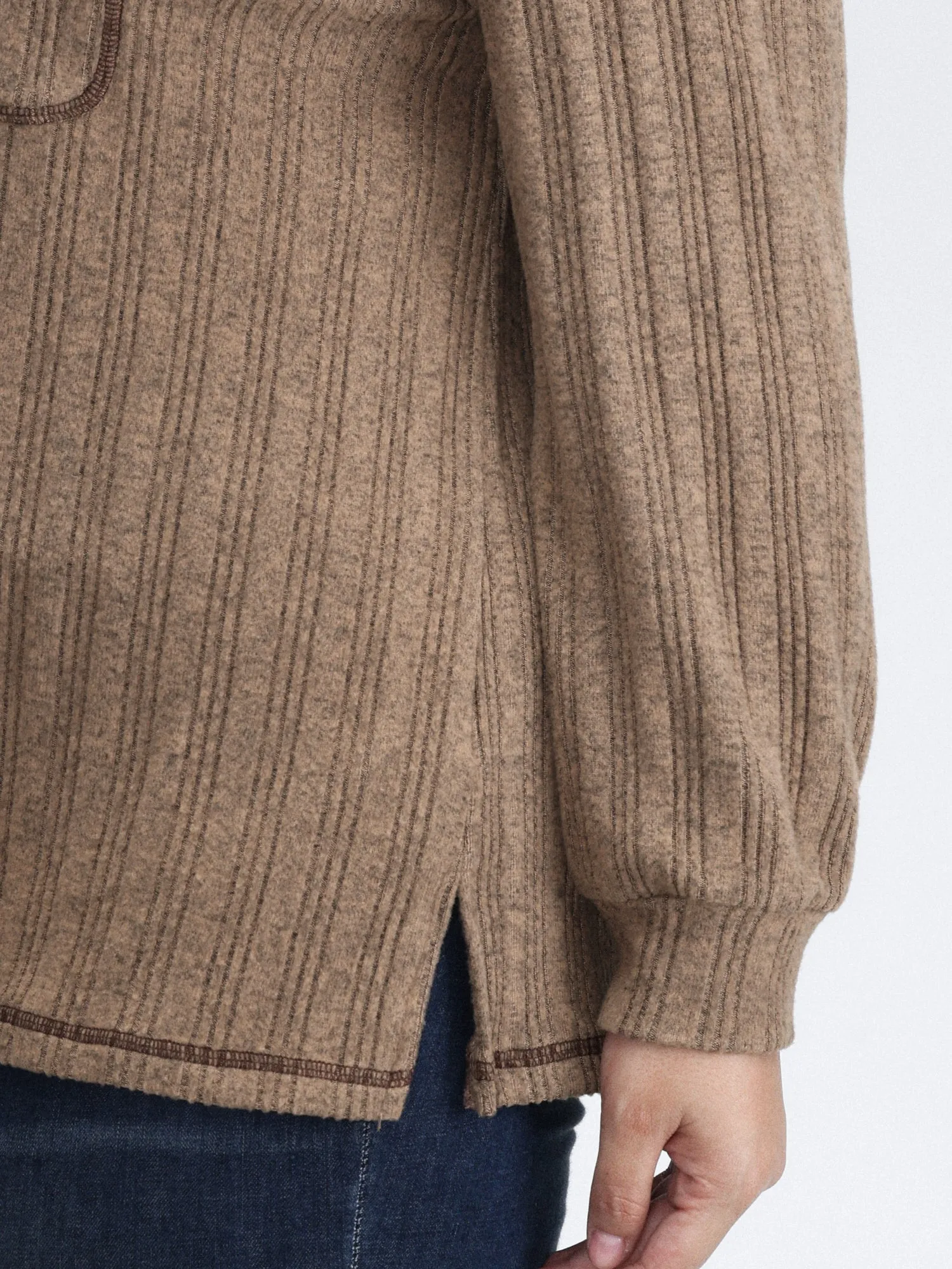 Textured Patch Pocket Round Neck Sweatshirt sold by Bloomchic product image thumbnail 2