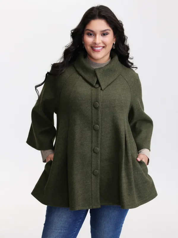 Flared Sleeve A-Line Button Jacket sold by Bloomchic