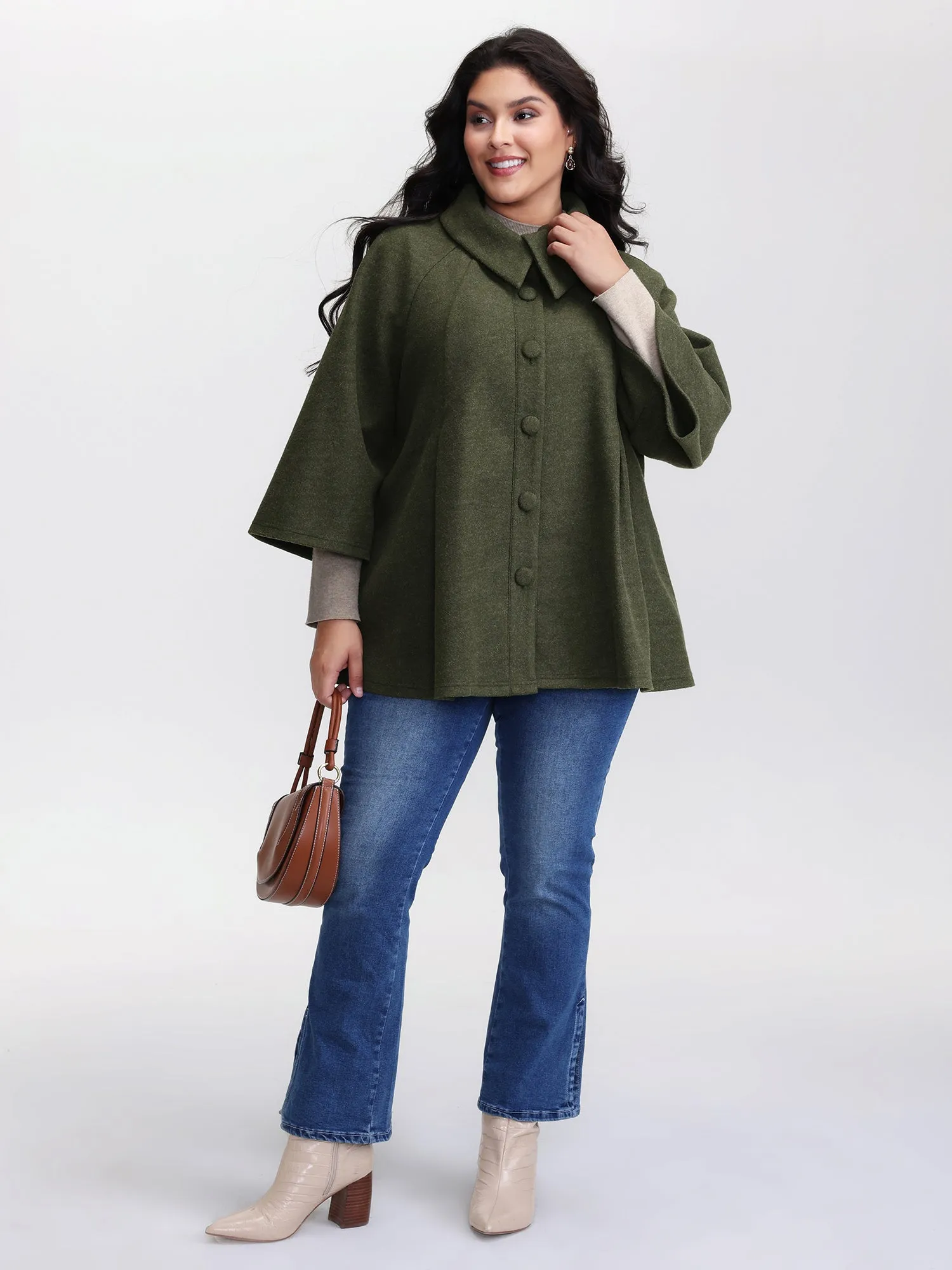 Flared Sleeve A-Line Button Jacket sold by Bloomchic product image thumbnail 3