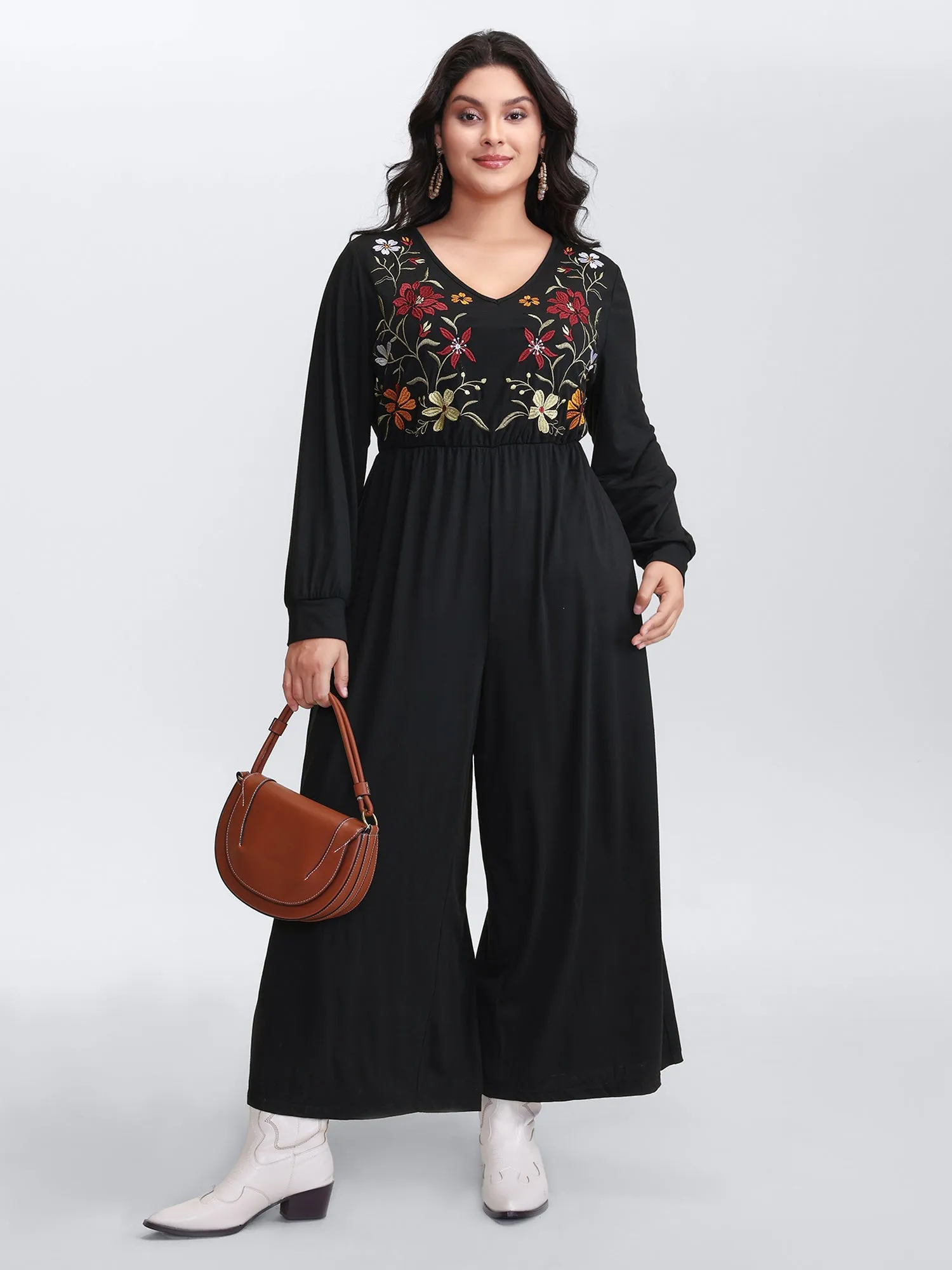 Floral Embroidered Bodice Stretchy Jumpsuit sold by Bloomchic product image thumbnail 3