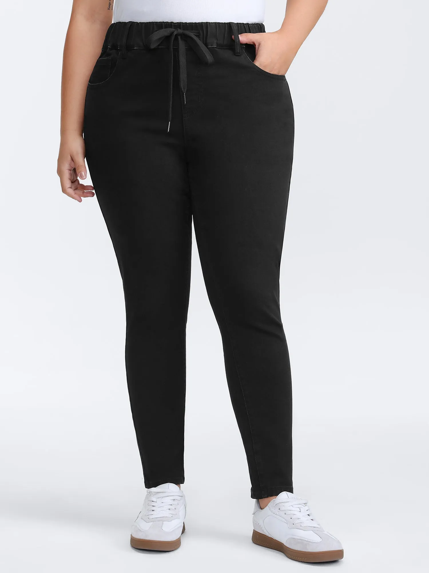 Supersoft Waist Drawstring Skinny-Fit Jeans sold by Bloomchic