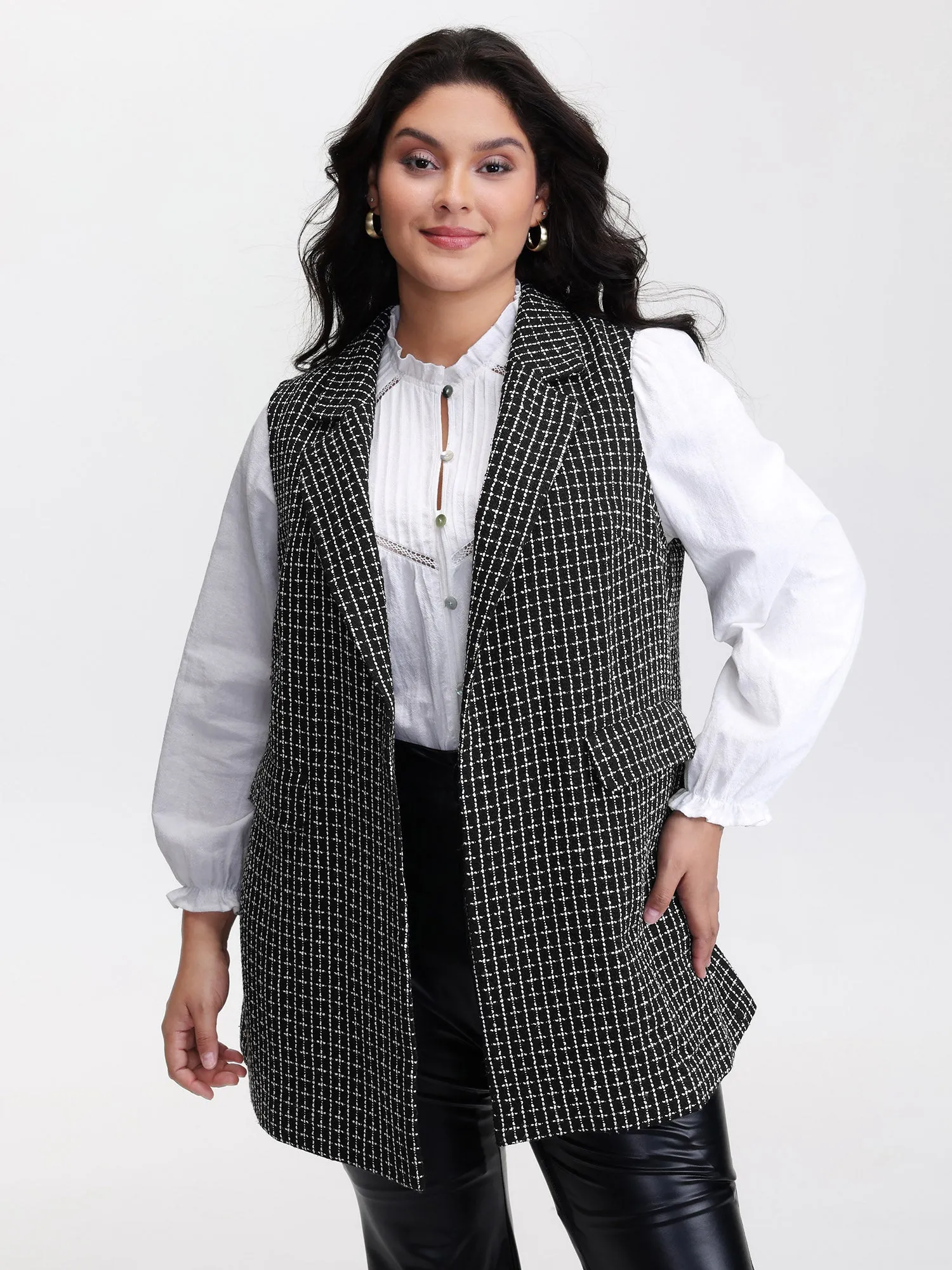 Tweed Long Pockets Notched Lapels Vest sold by Bloomchic product image thumbnail 3