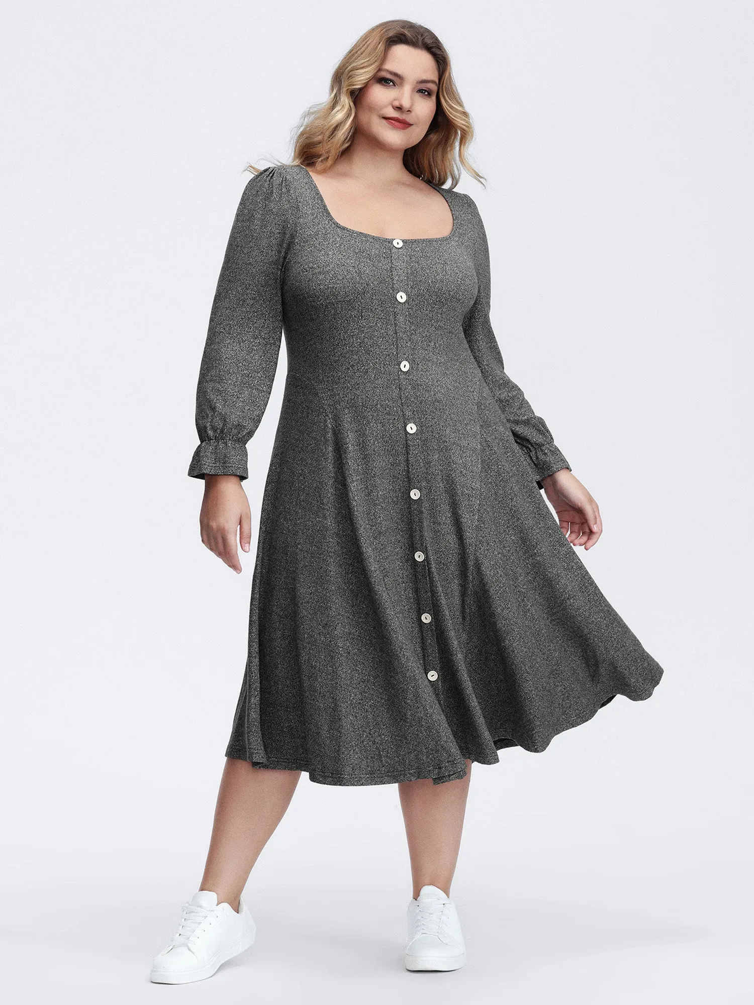 Supersoft Stretchy Waist-Defining Knit Midi Dress sold by Bloomchic