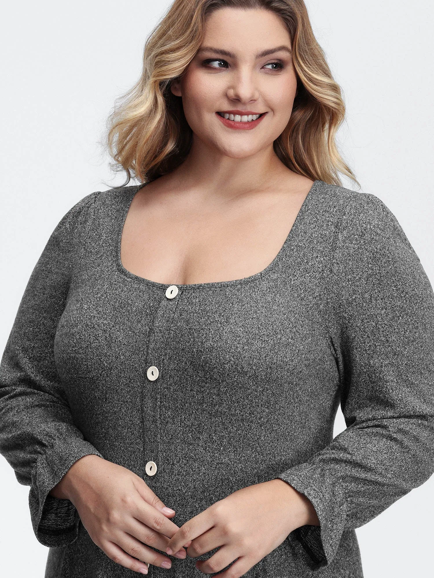 Supersoft Stretchy Waist-Defining Knit Midi Dress sold by Bloomchic product image thumbnail 2