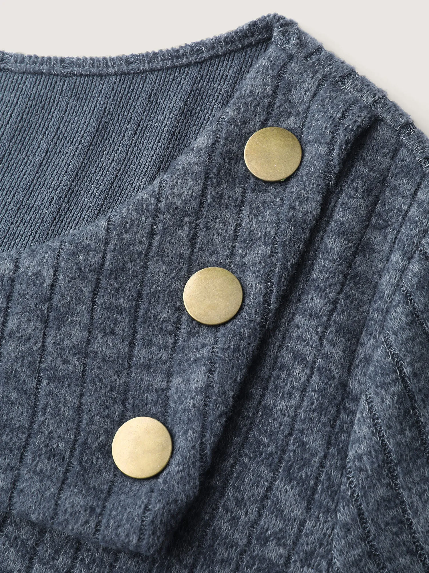 Waffle Velvety Feel Asymmetrical Neck Midi Dress sold by Bloomchic product image thumbnail 5