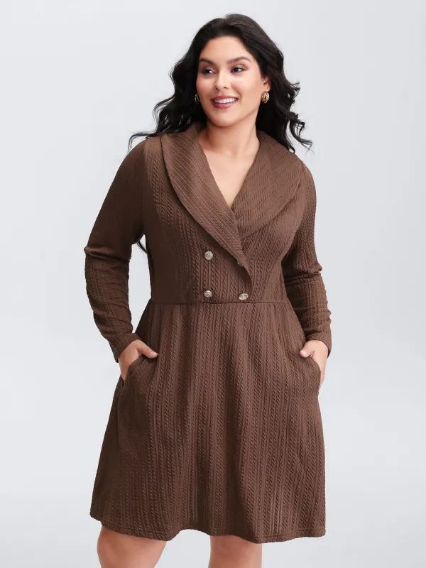 Cable Knit Double Decorative Button Knee-Length Dress sold by Bloomchic