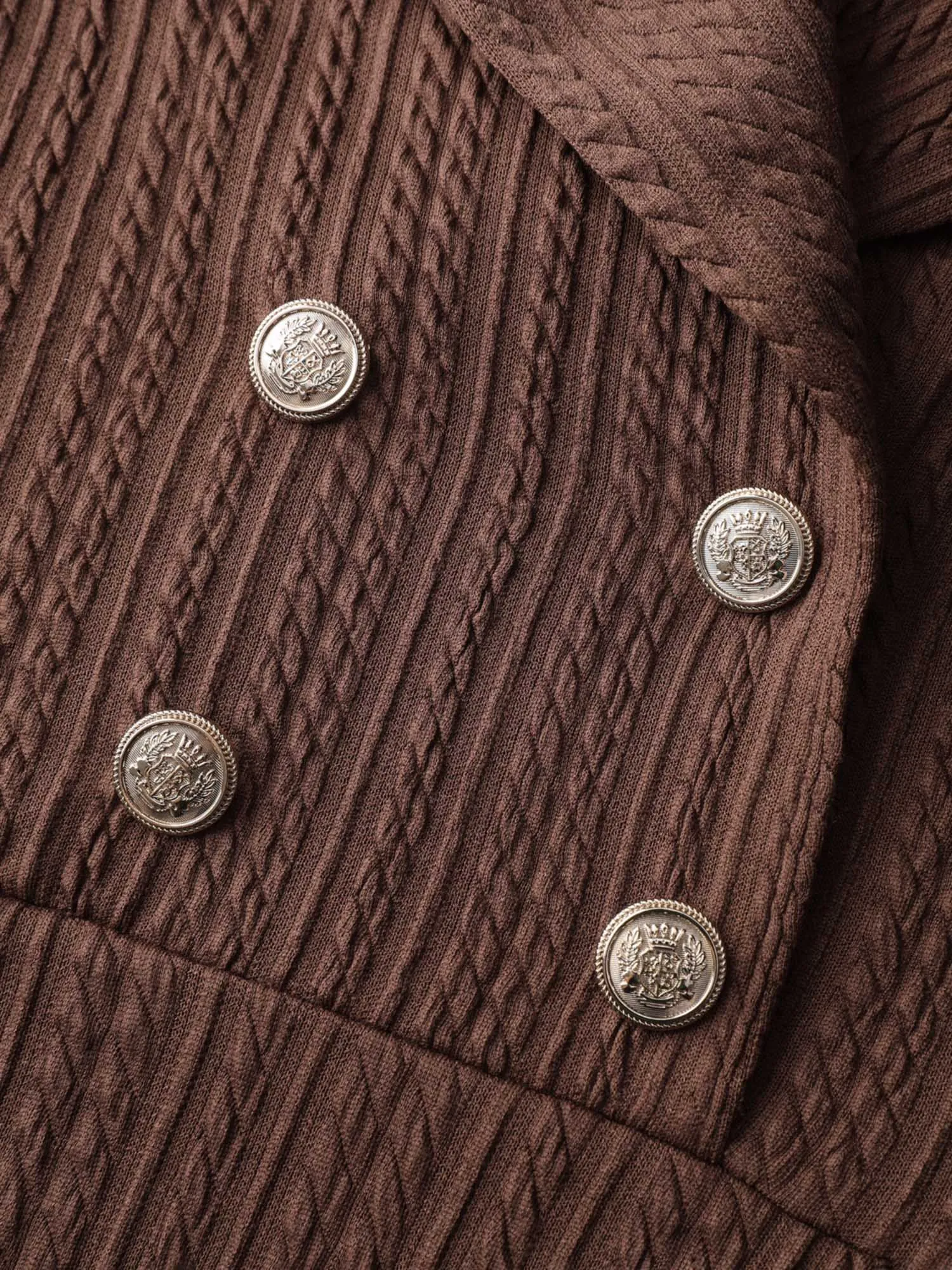 Cable Knit Double Decorative Button Knee-Length Dress sold by Bloomchic product image thumbnail 5