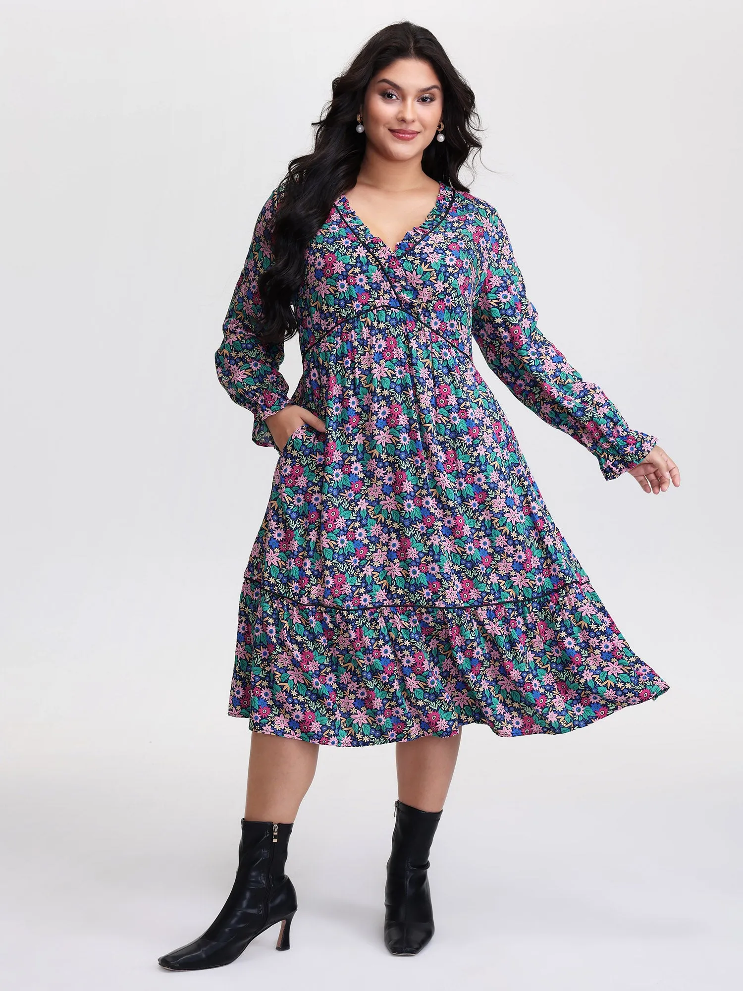 Supersoft Ribbon Floral Print Midi Dress sold by Bloomchic product image thumbnail 4
