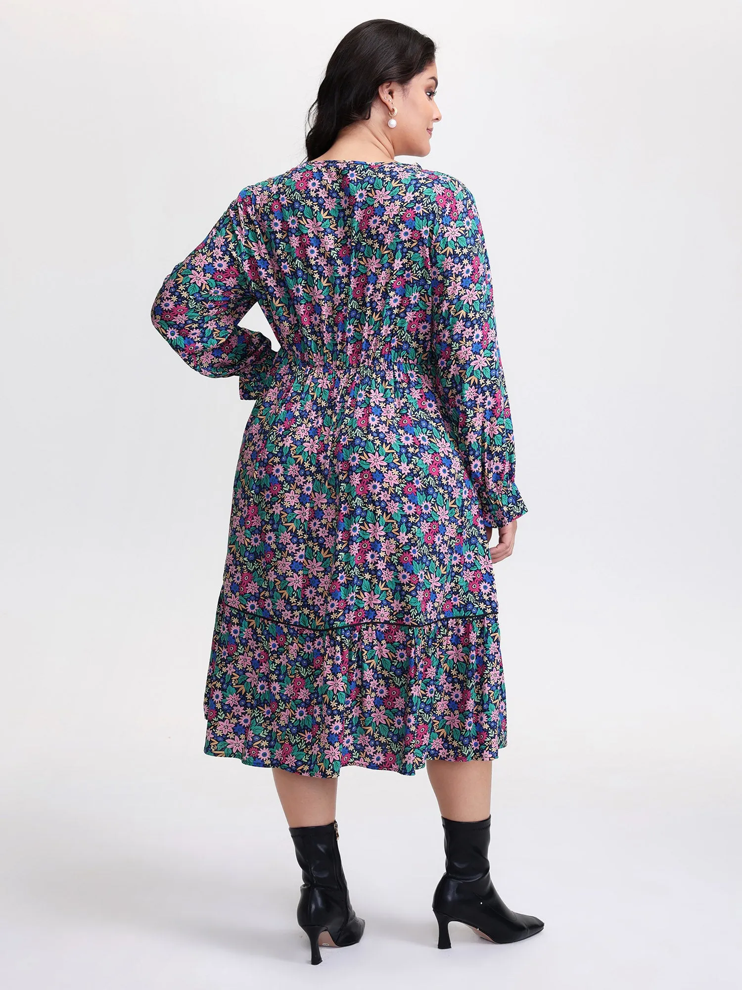 Supersoft Ribbon Floral Print Midi Dress sold by Bloomchic product image thumbnail 5