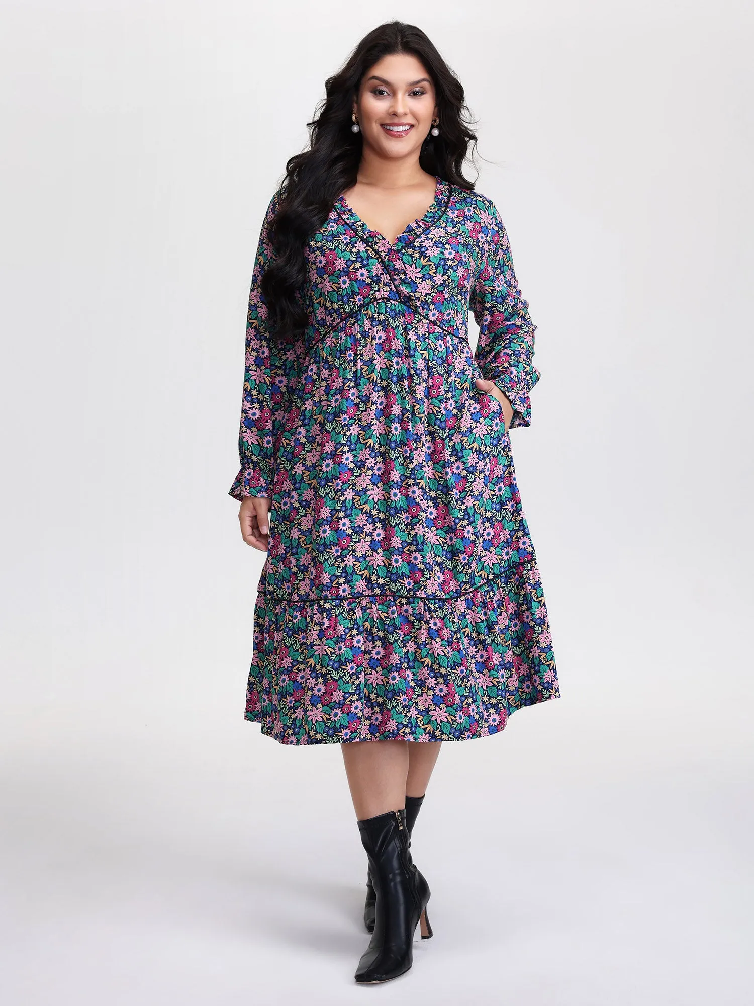Supersoft Ribbon Floral Print Midi Dress sold by Bloomchic product image thumbnail 3