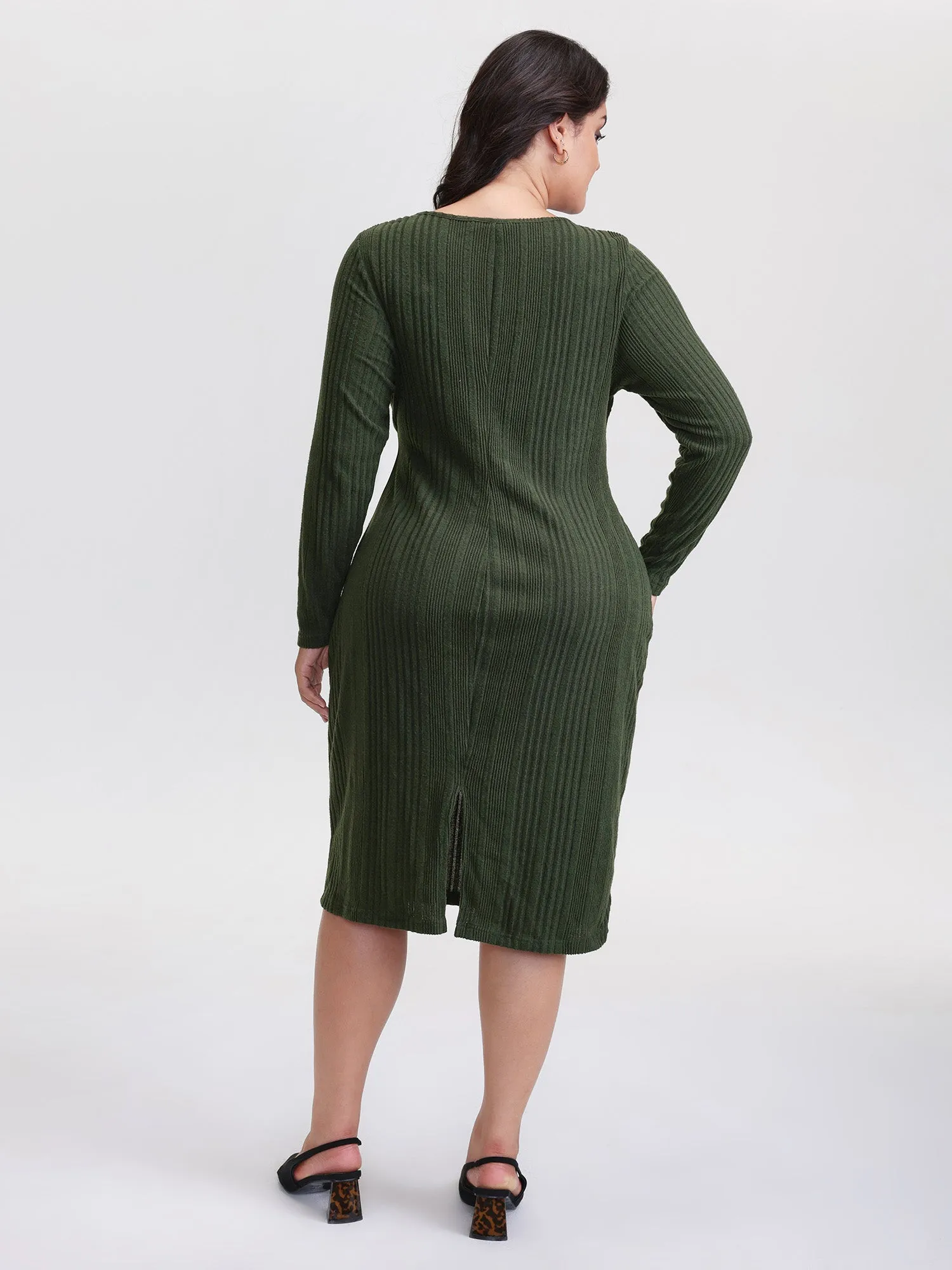 Pit Strip Tie-Knot Slit Sheath Midi Dress sold by Bloomchic product image thumbnail 5