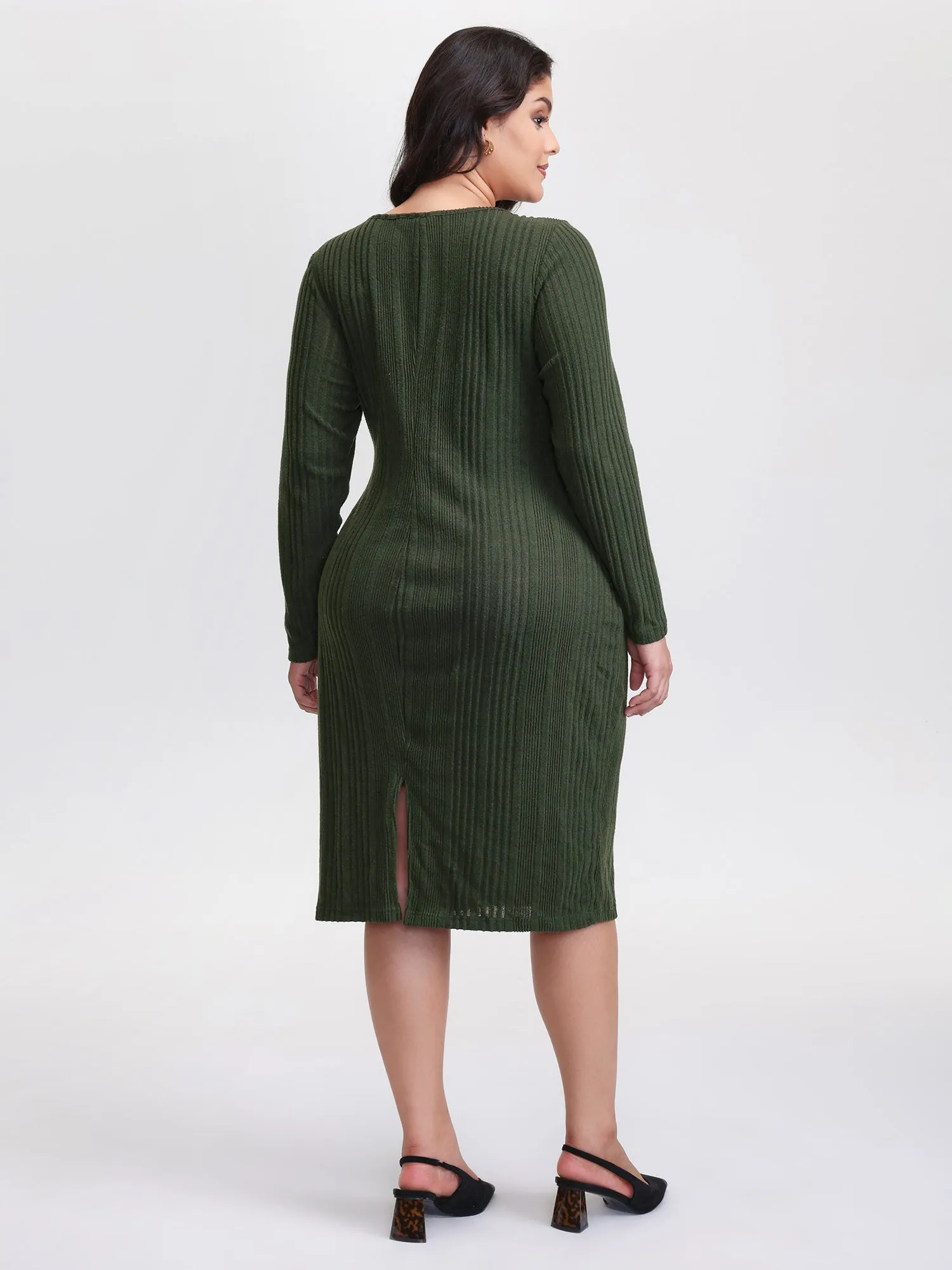 Pit Strip Tie-Knot Slit Sheath Midi Dress sold by Bloomchic product image thumbnail 4