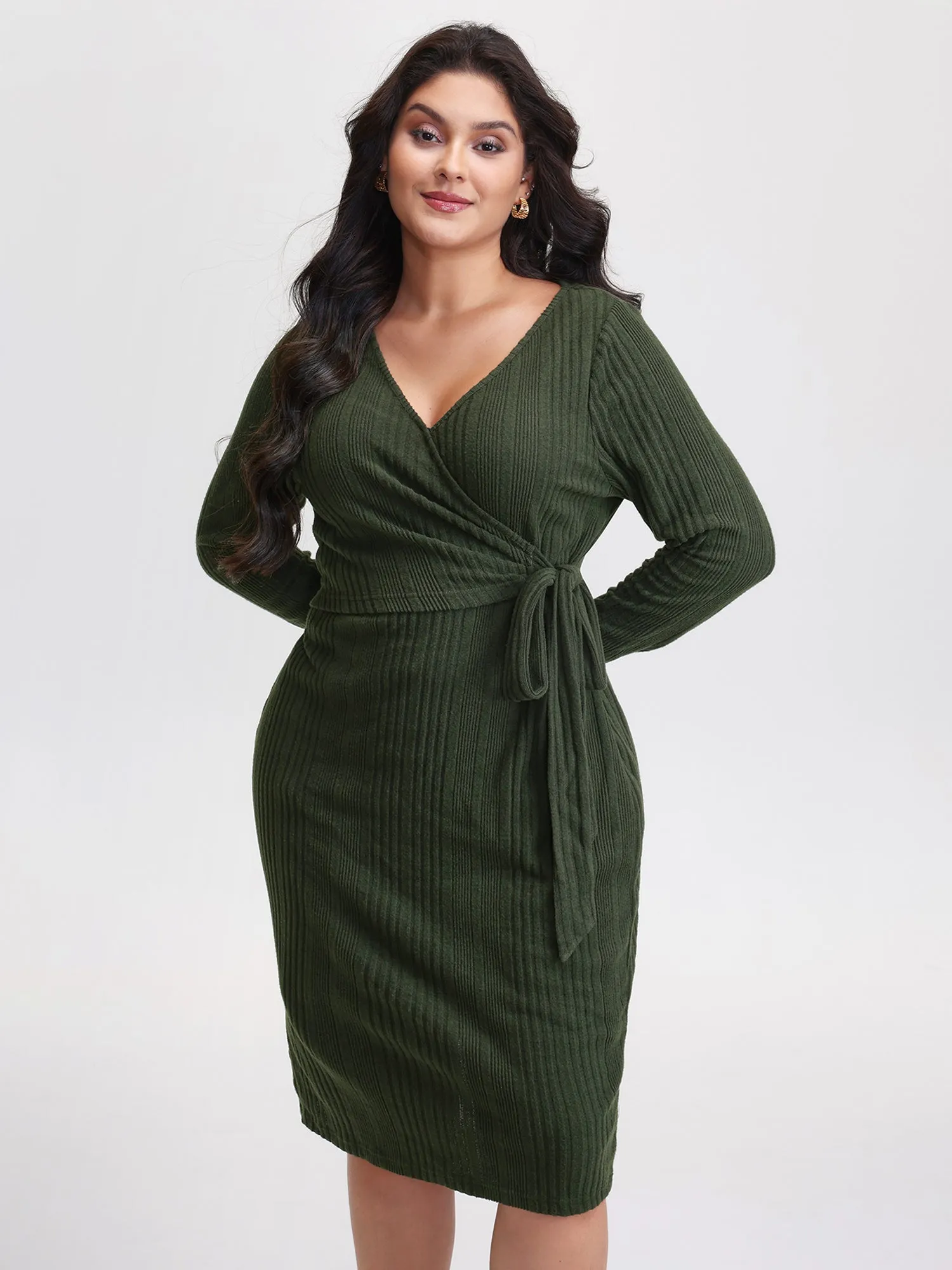 Pit Strip Tie-Knot Slit Sheath Midi Dress sold by Bloomchic