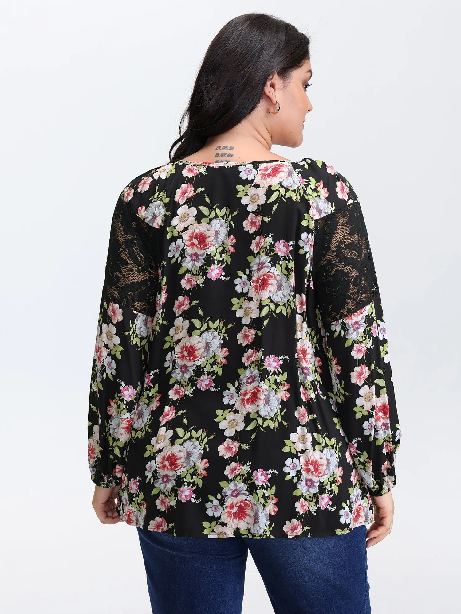 Floral Print Cut-Out Neck Flowy Blouse sold by Bloomchic product image thumbnail 4