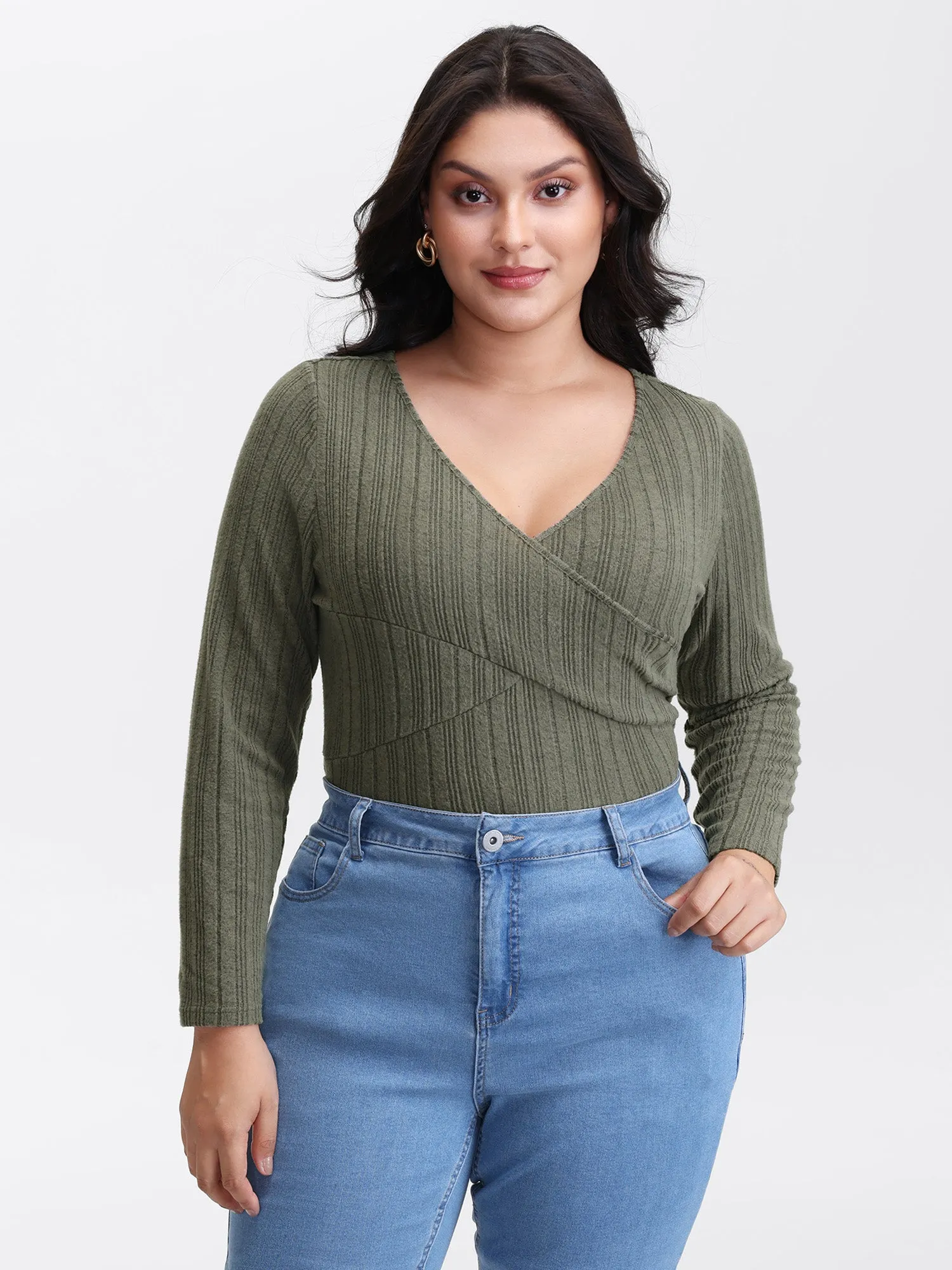 Textured Crossover Bodice Fitted T-Shirt sold by Bloomchic product image thumbnail 4