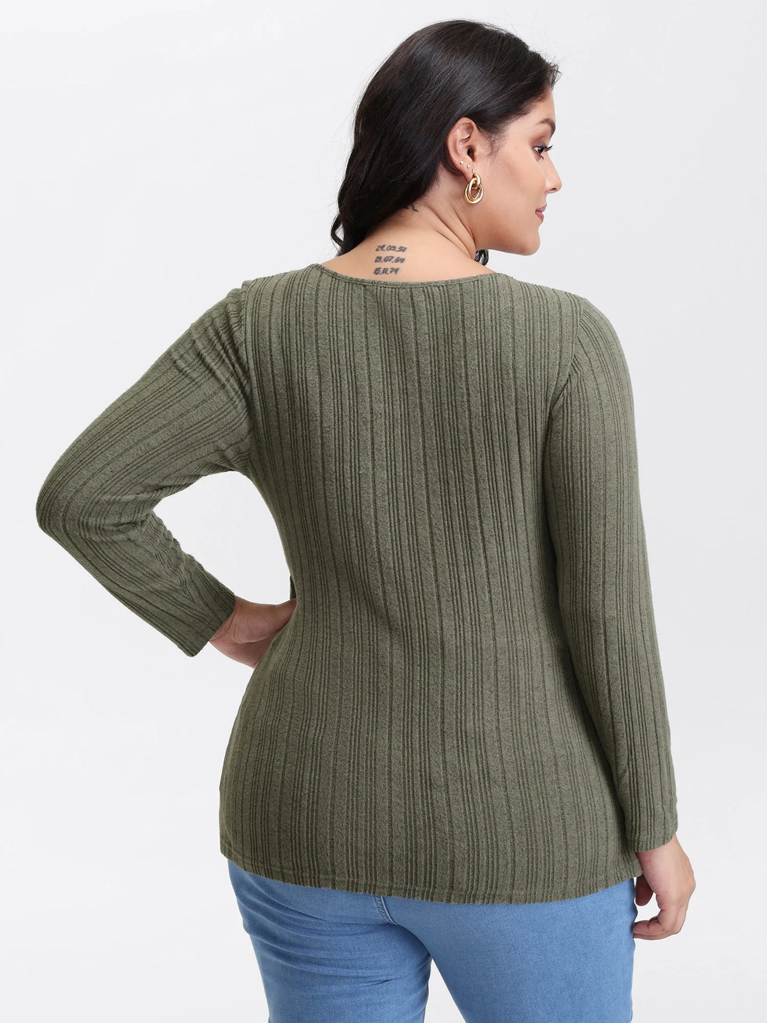 Textured Crossover Bodice Fitted T-Shirt sold by Bloomchic product image thumbnail 5