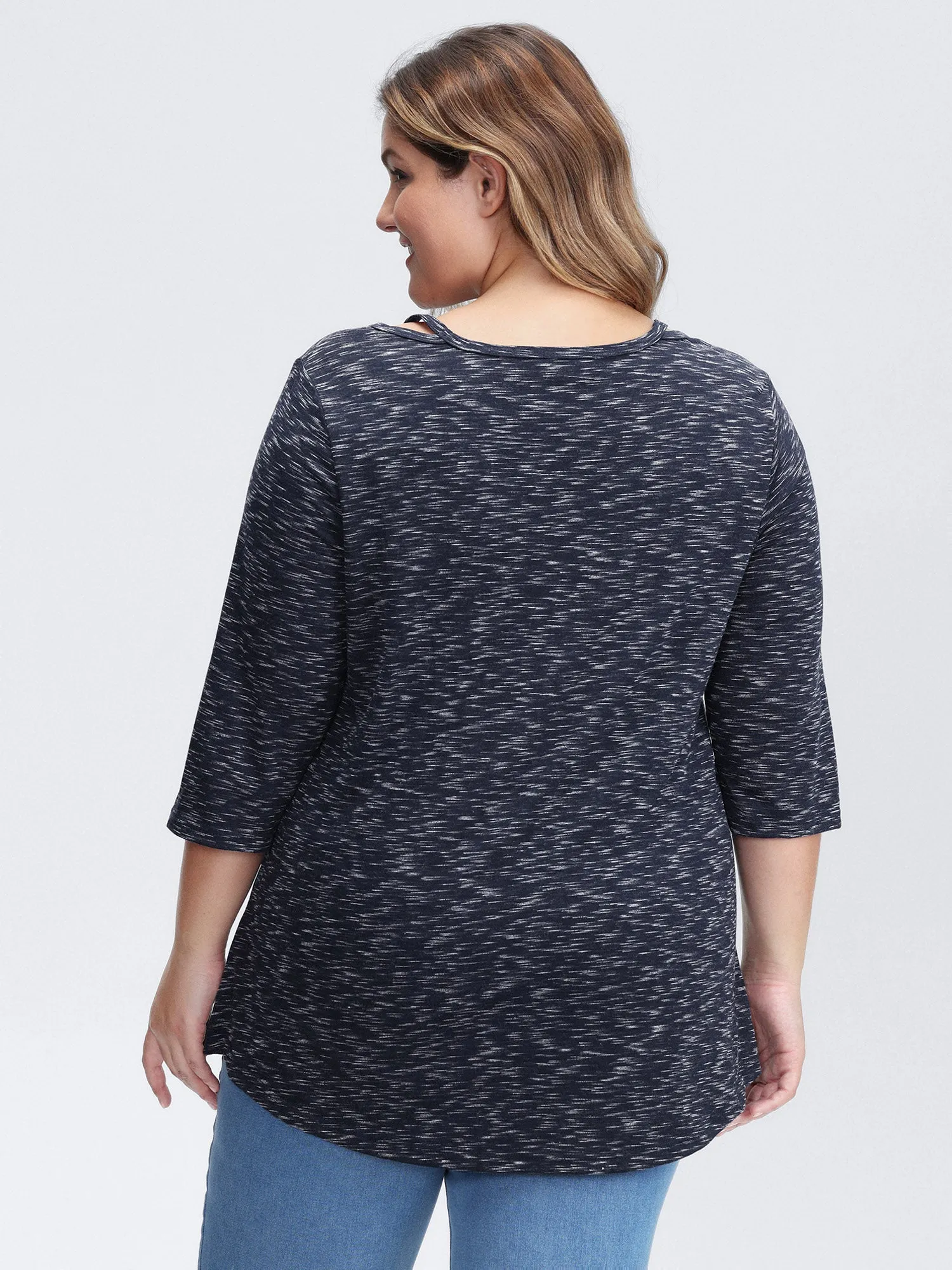 Heather Cut-Out Neckline T-Shirt sold by Bloomchic product image thumbnail 4