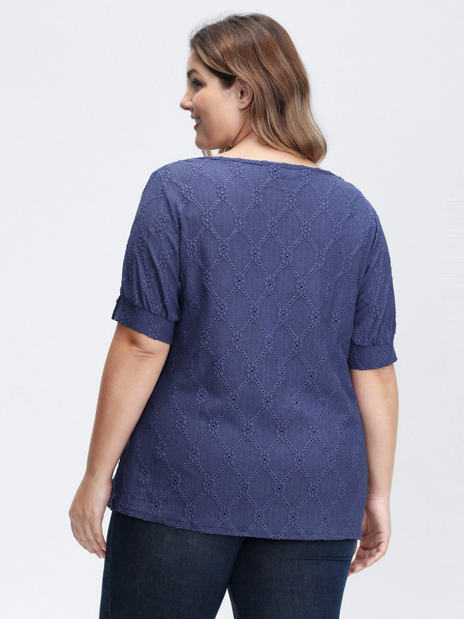 Textured Cut-Out Neckline T-Shirt sold by Bloomchic product image thumbnail 4