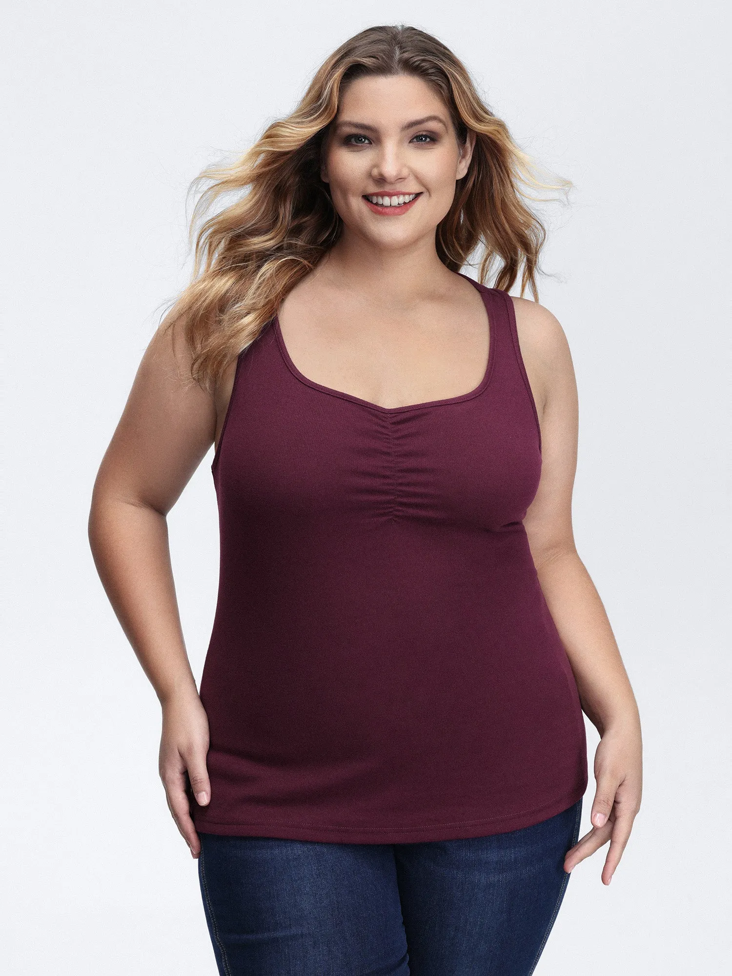 Ruched Velvety Feel Stretchy Tank Top sold by Bloomchic