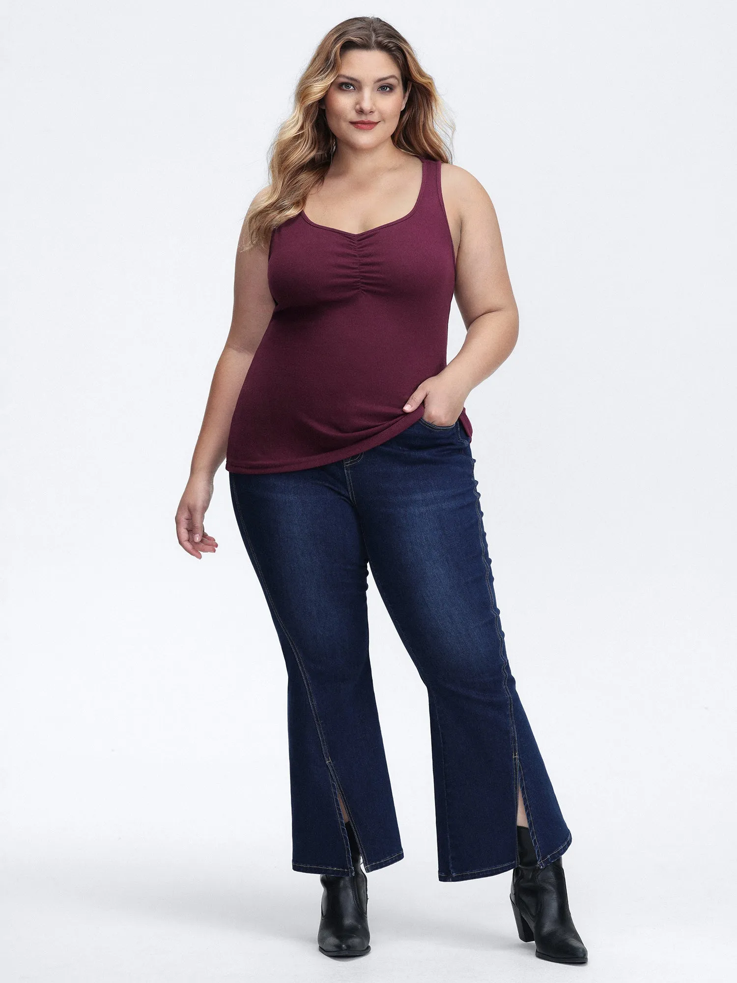 Ruched Velvety Feel Stretchy Tank Top sold by Bloomchic product image thumbnail 3