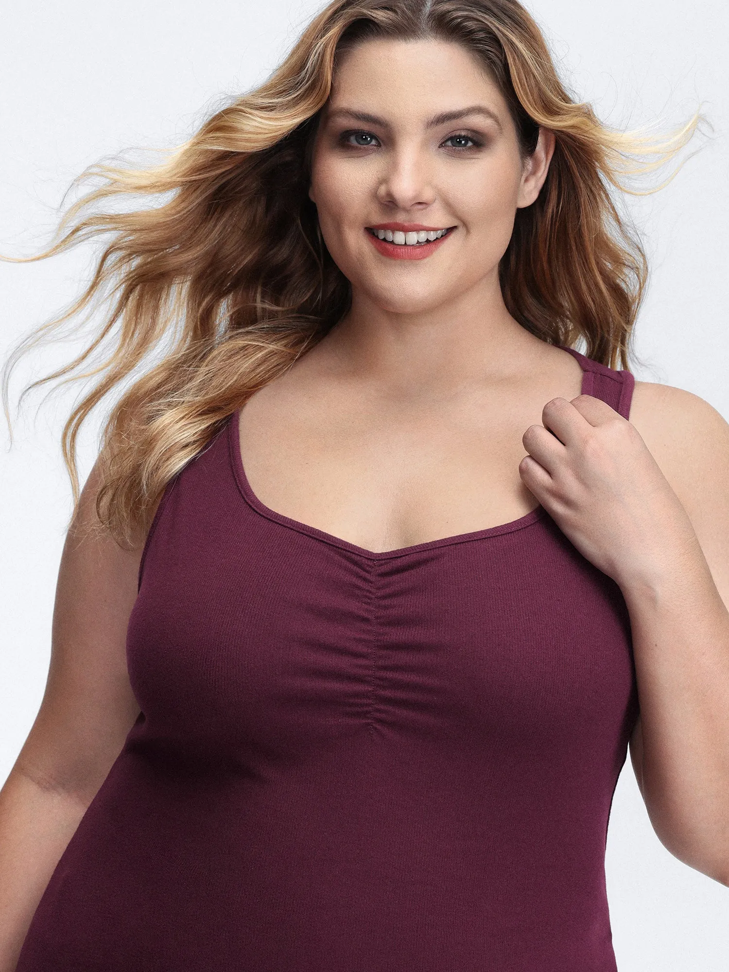 Ruched Velvety Feel Stretchy Tank Top sold by Bloomchic product image thumbnail 2