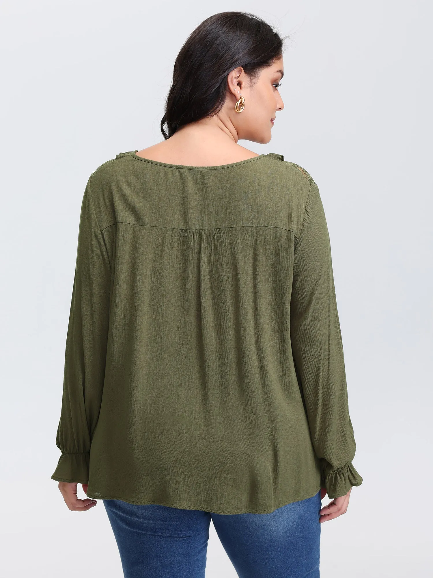 Lace Trim Ruffled Edge Button Blouse sold by Bloomchic product image thumbnail 4