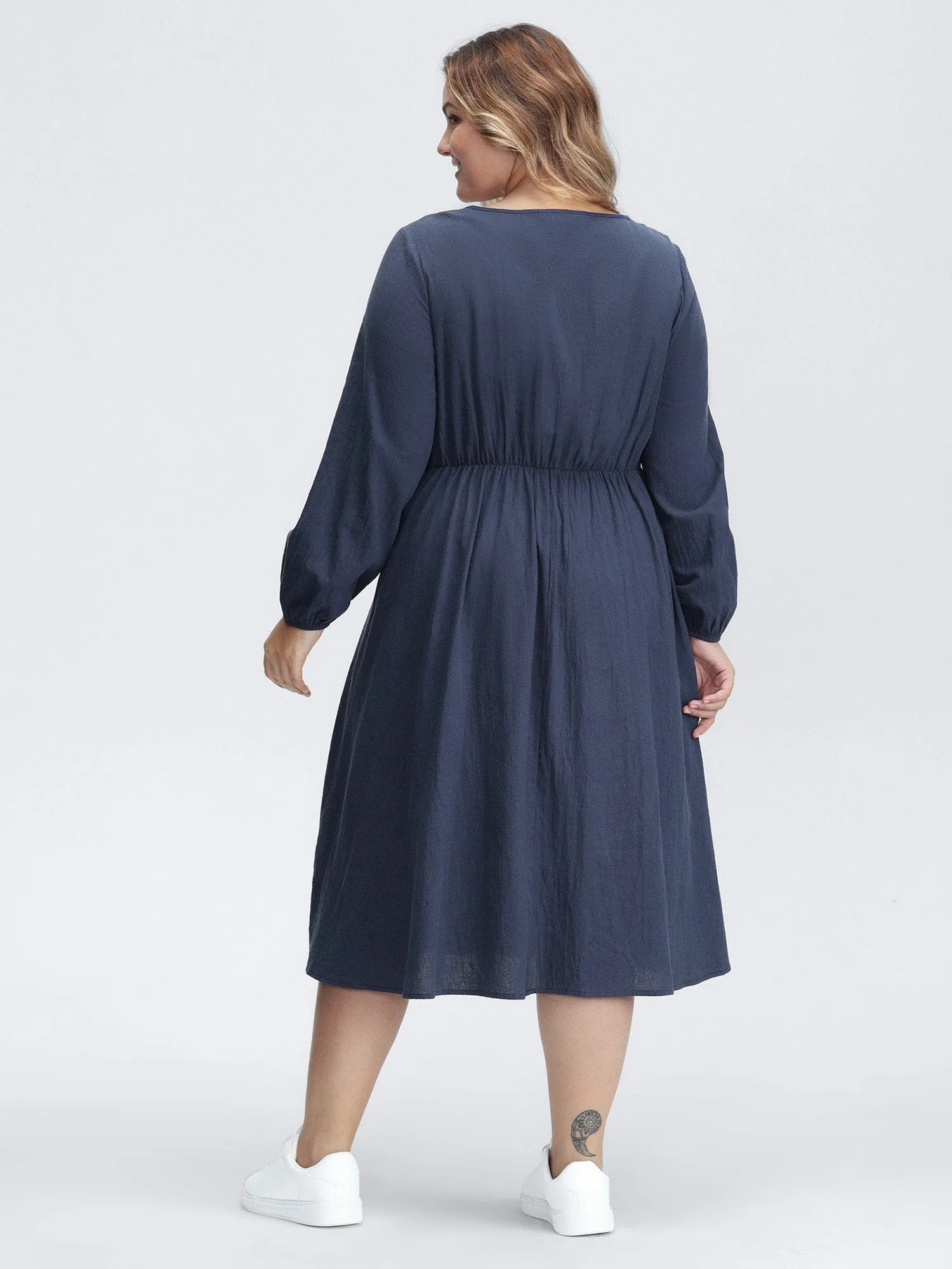 Pure Cotton Embroidered Neckline Midi Dress sold by Bloomchic product image thumbnail 4