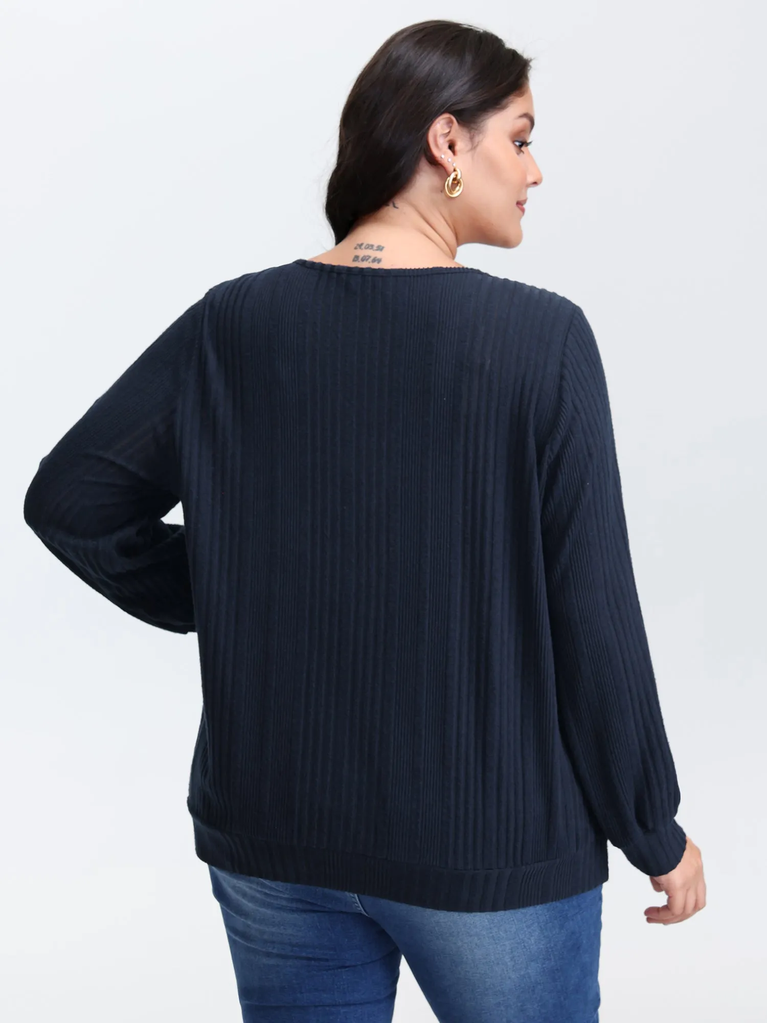 Textured Metallic Neckline Detail Stretchy Top sold by Bloomchic product image thumbnail 5